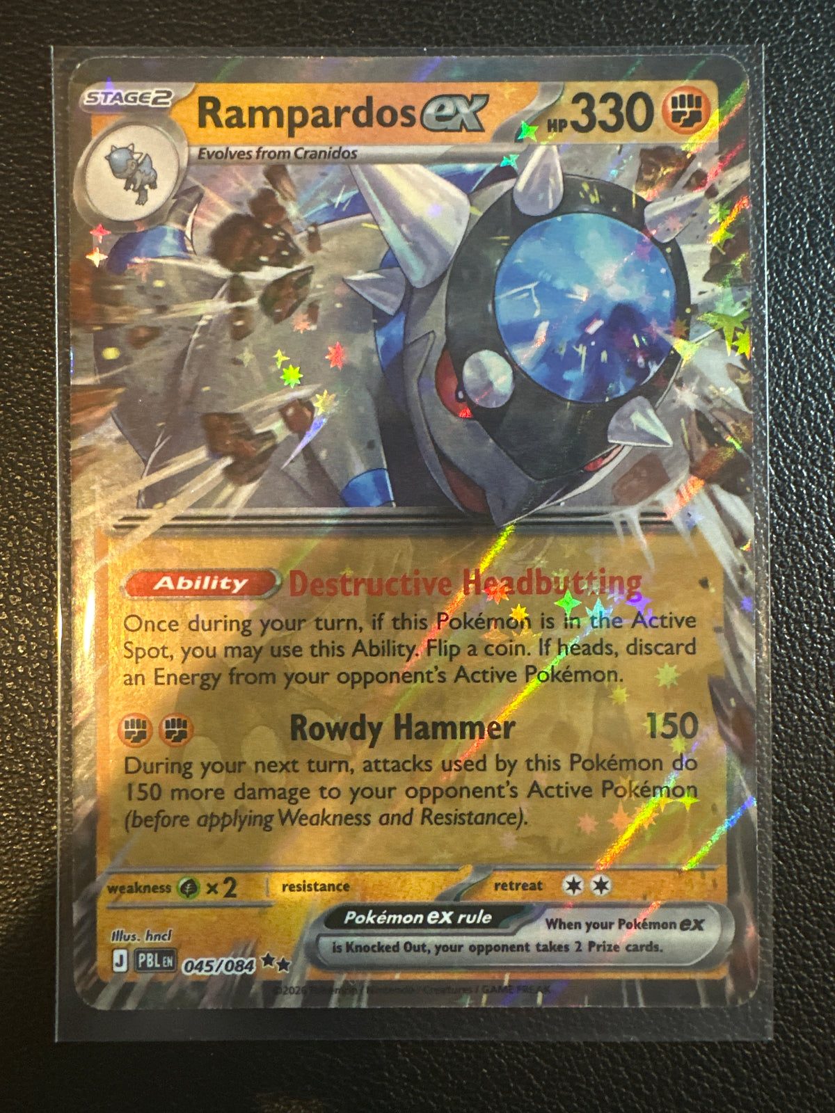 2026 Pitch Black Rampardos EX Holo Double Rare RR #45/84