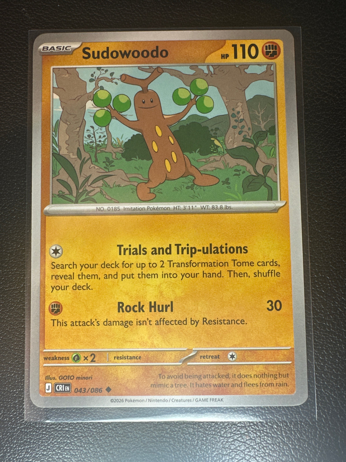 Pokemon TCG: Mega Evolution Chaos Rising Sudowoodo Regular Uncommon #43/86
