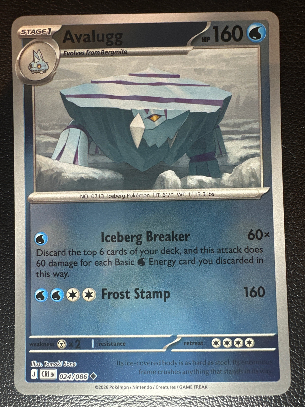 Pokemon TCG: Mega Evolution Chaos Rising Avalugg Reverse Holo Uncommon #24/86