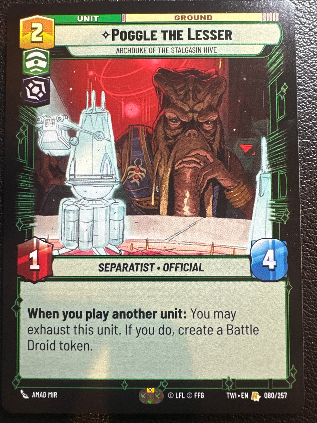Star Wars: Unlimited Twilight of the Republic Poggle the Lesser #080/257