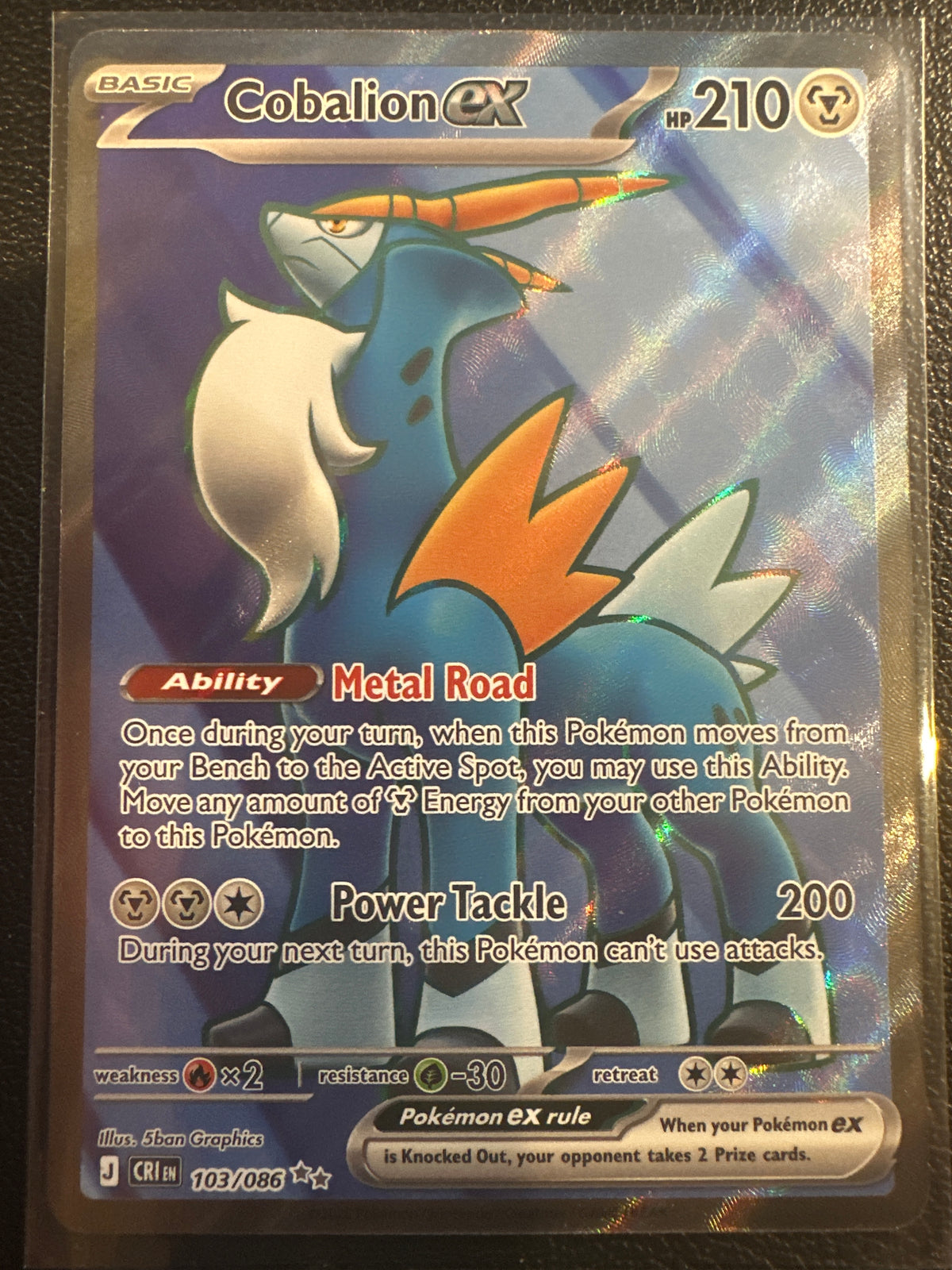 Pokemon TCG: Mega Evolution Chaos Rising Cobalion EX Holo Secret Rare #103/86