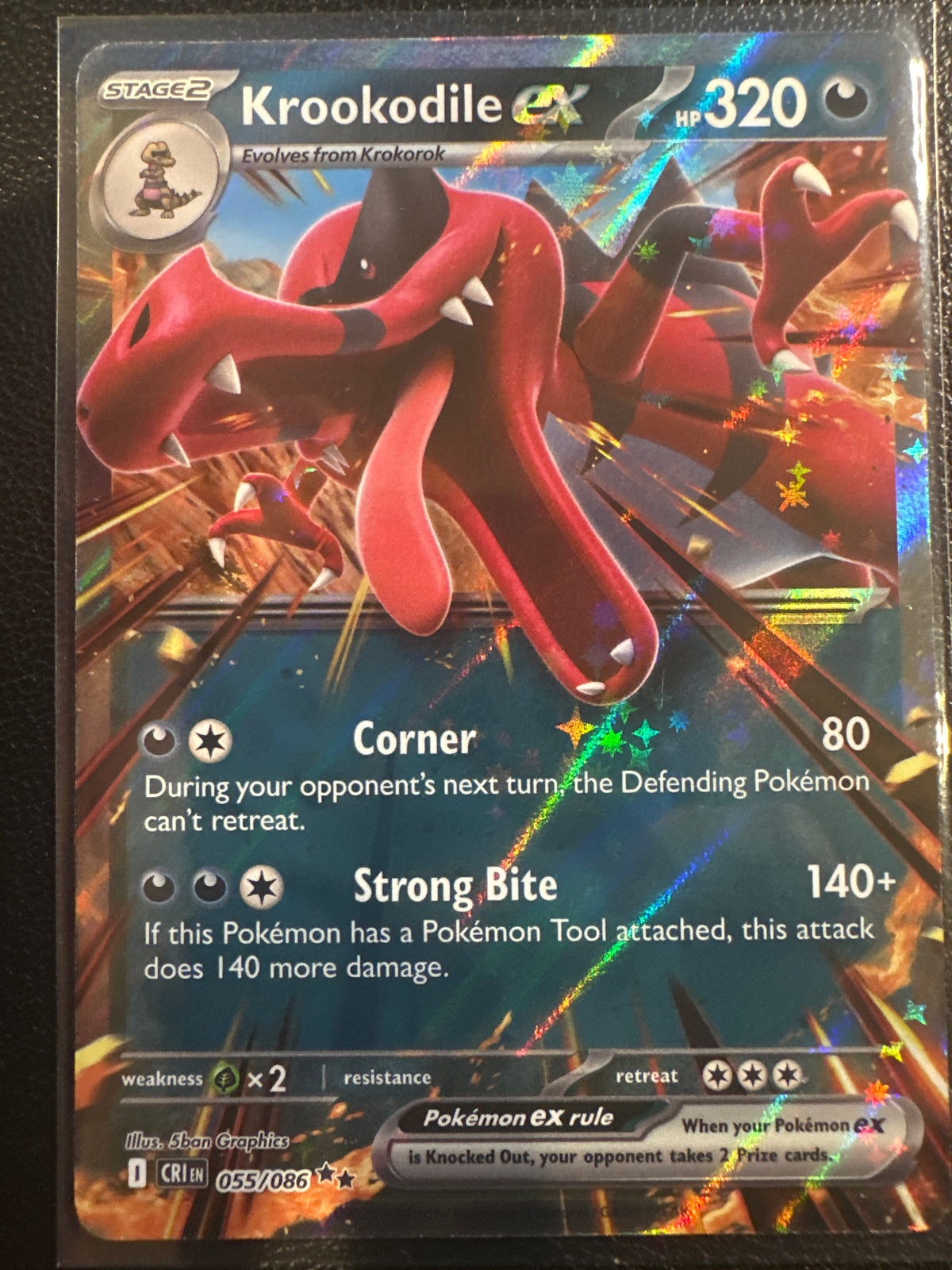 Pokemon TCG: Mega Evolution Chaos Rising Krookodile EX Holo Double Rare #55/86