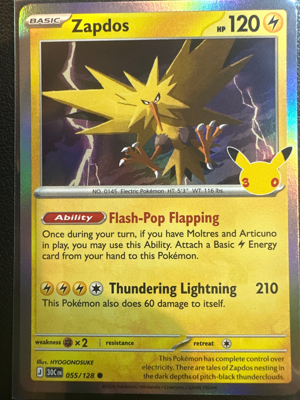 2026 30th Celebration Zapdos Holo #55/128