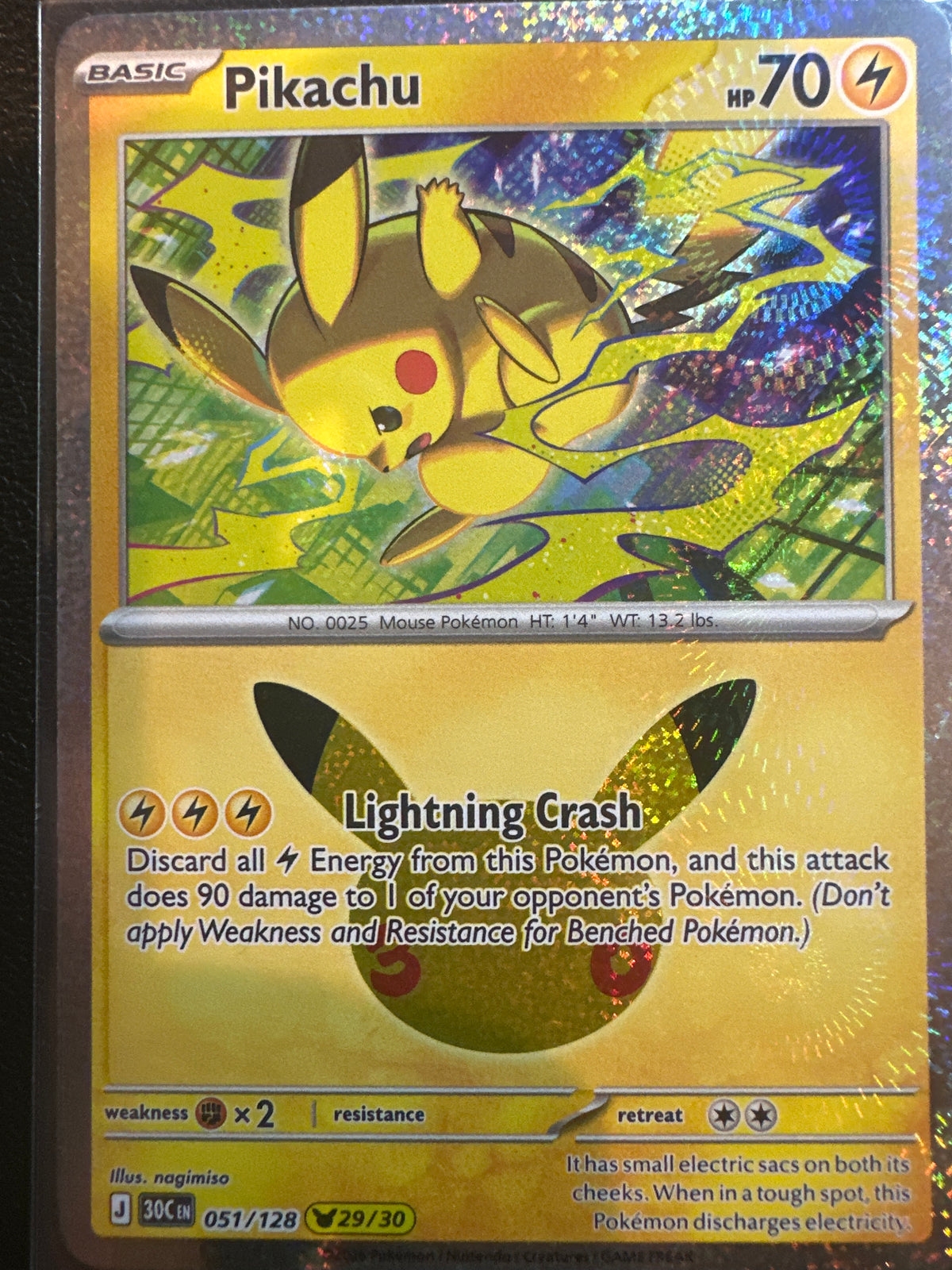 2026 30th Celebration Pikachu Holo #51/128