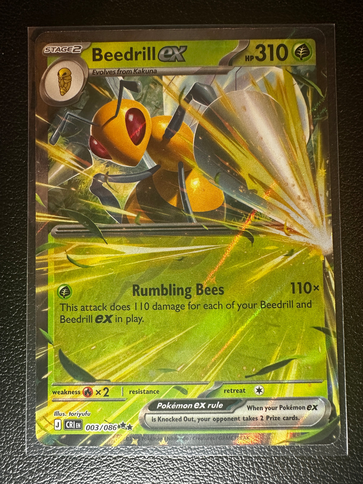 Pokemon TCG: Mega Evolution Chaos Rising Beedrill EX Holo Double Rare RR #3/86