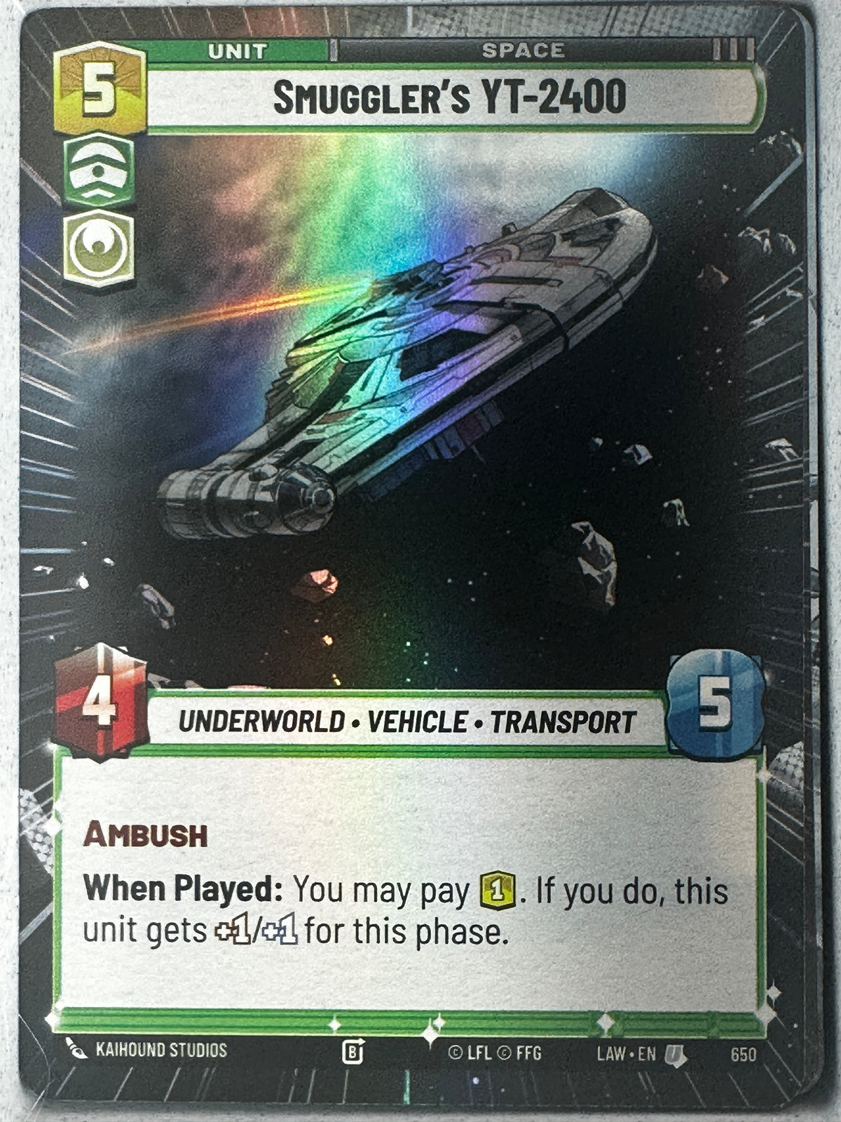 Star Wars: Unlimited A Lawless Time Smuggler's YT-2400 Foil Hyperspace #650
