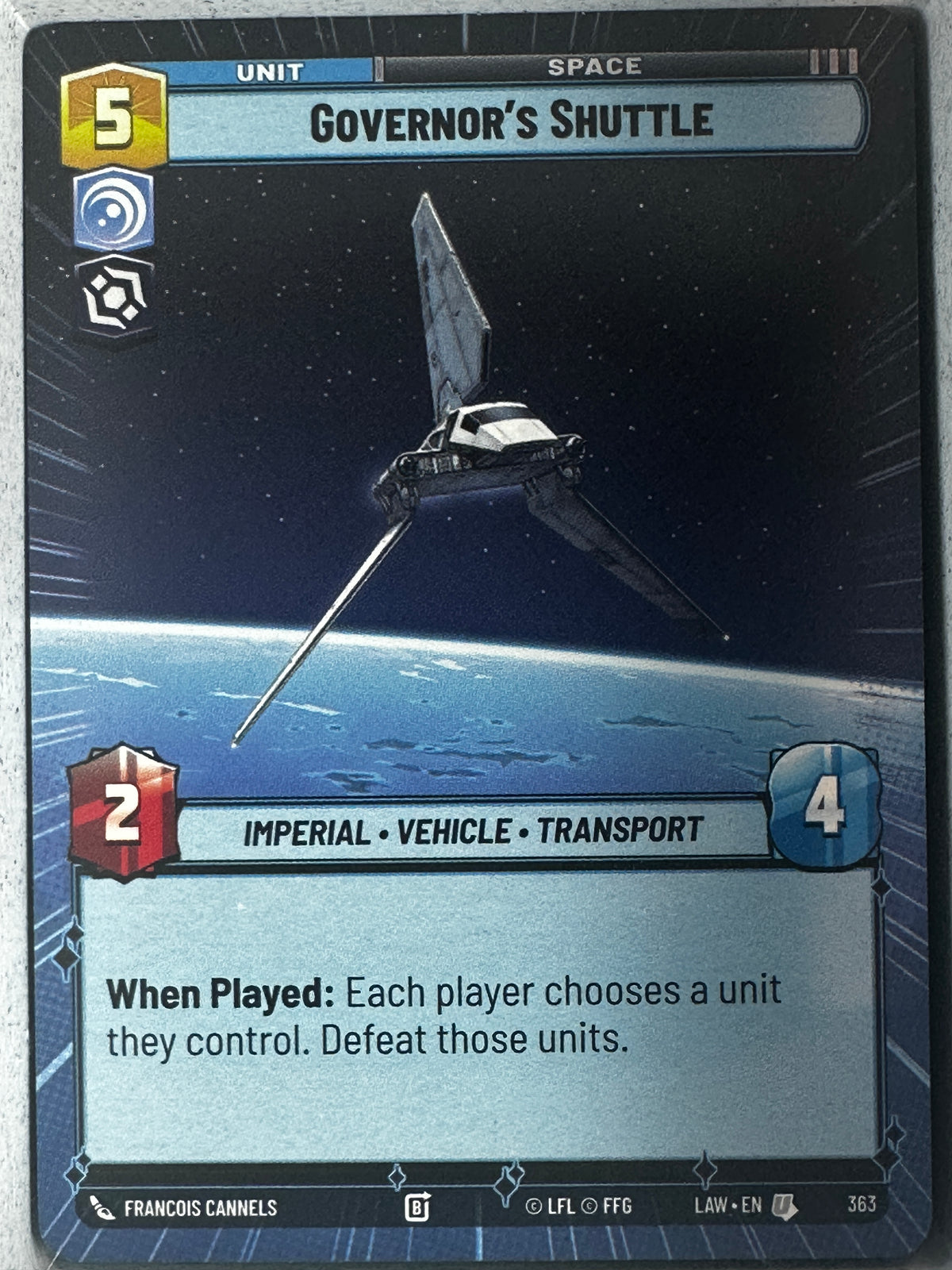 Star Wars: Unlimited A Lawless Time Governor's Shuttle Hyperspace #363