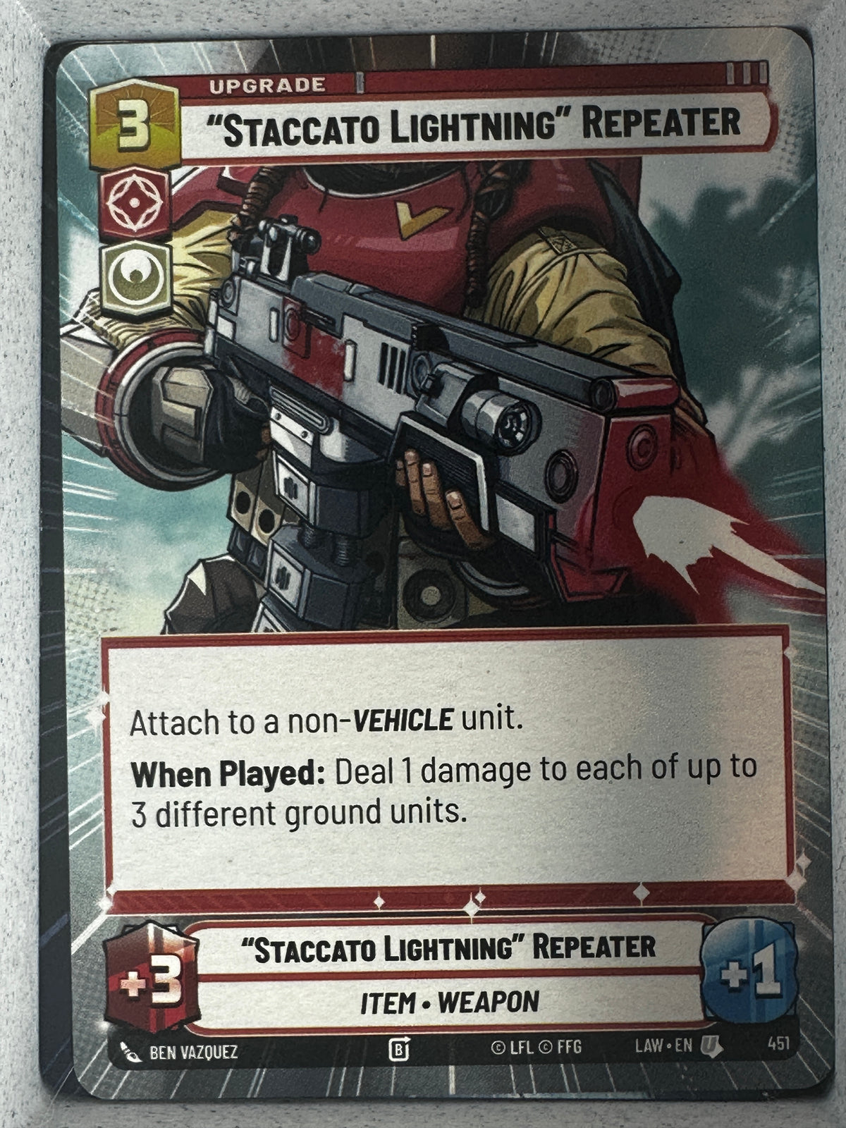 Star Wars: Unlimited A Lawless Time "Staccato Lightning" Repeater Foil #451