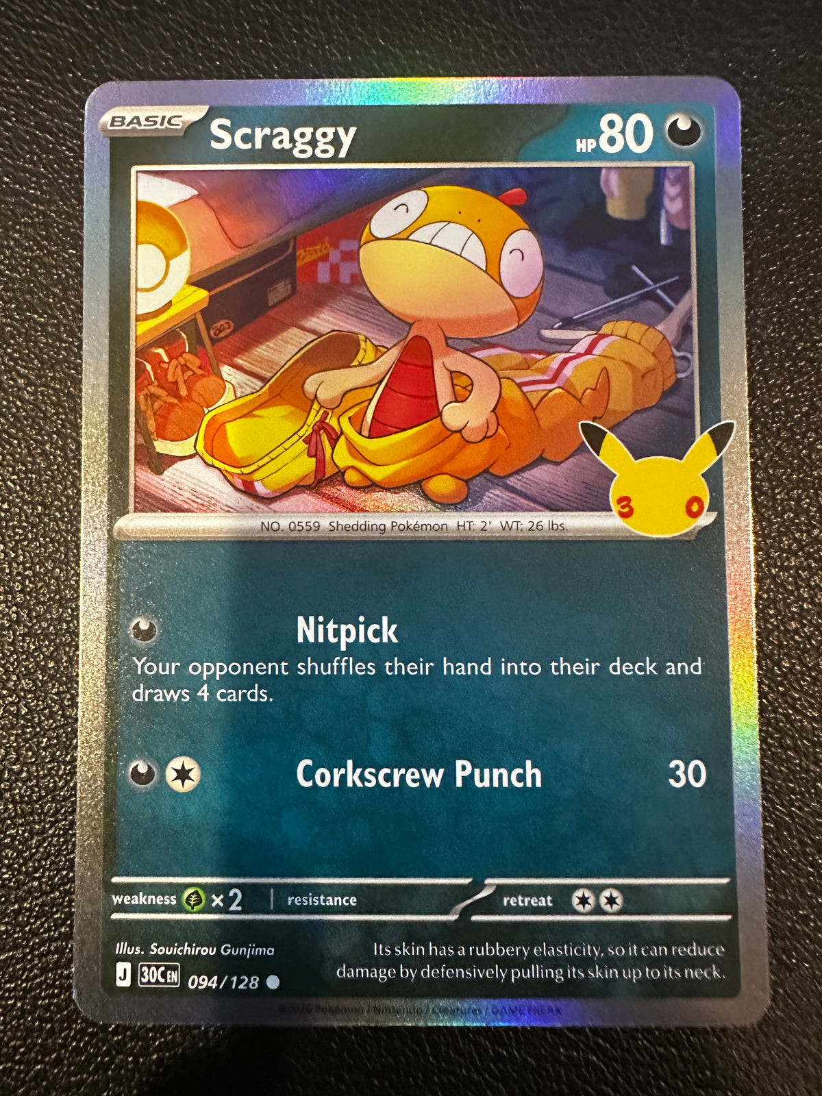 Pokemon TCG 30th Celebration Scraggy Holo #94/128