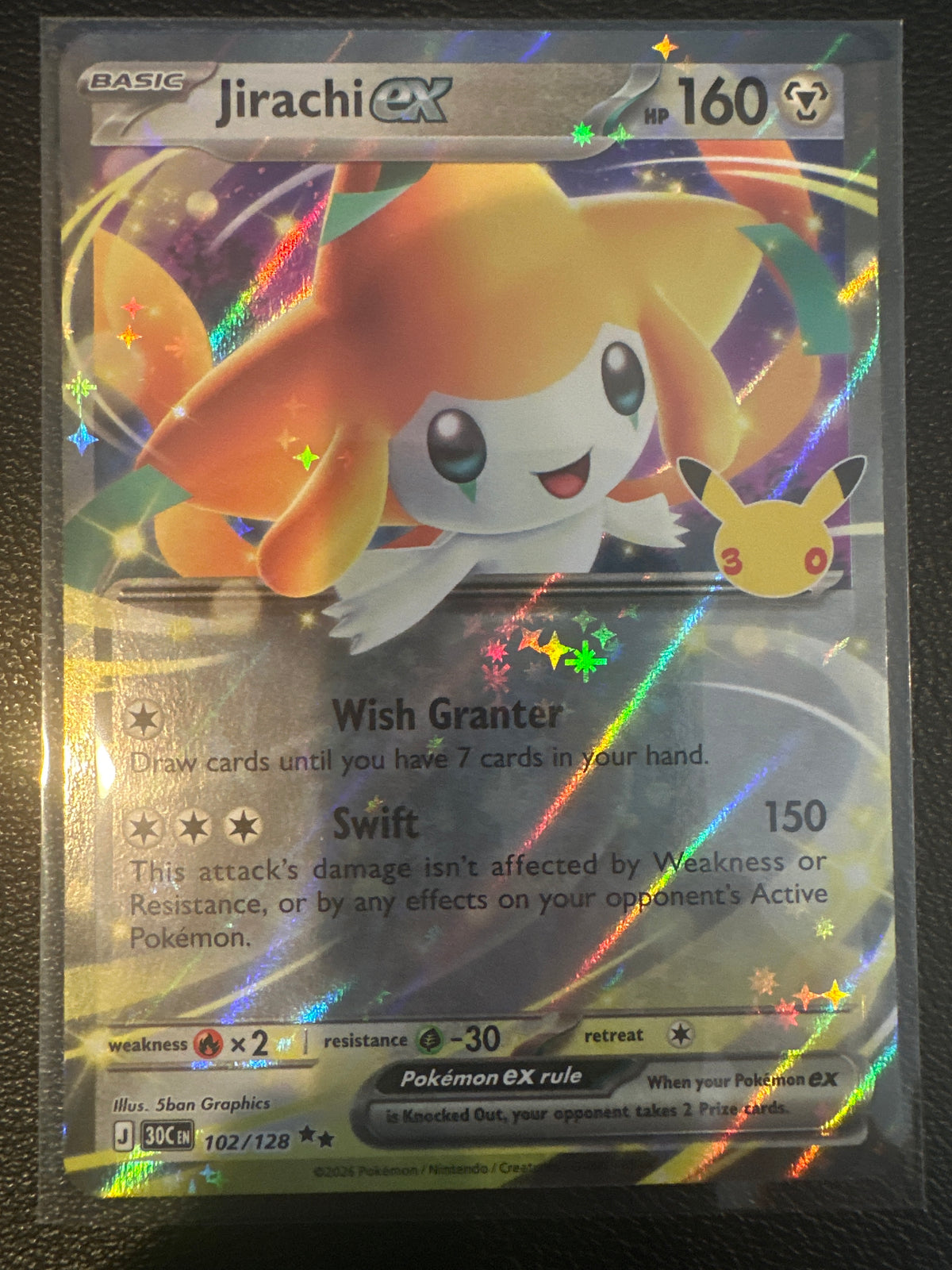 Pokemon TCG 30th Celebration Jirachi EX Holo Double Rare #102/128