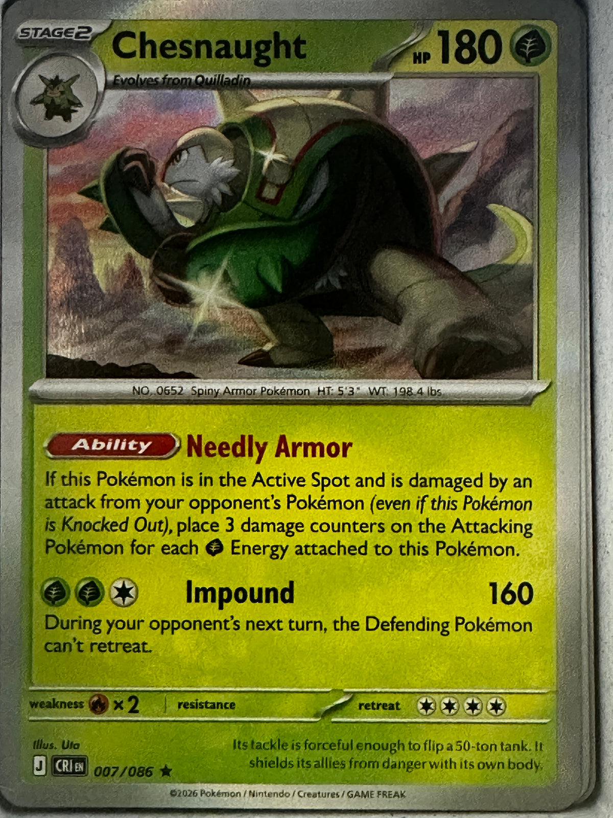 Pokemon TCG: Mega Evolution Chaos Rising Chesnaught Holo Rare #7/86