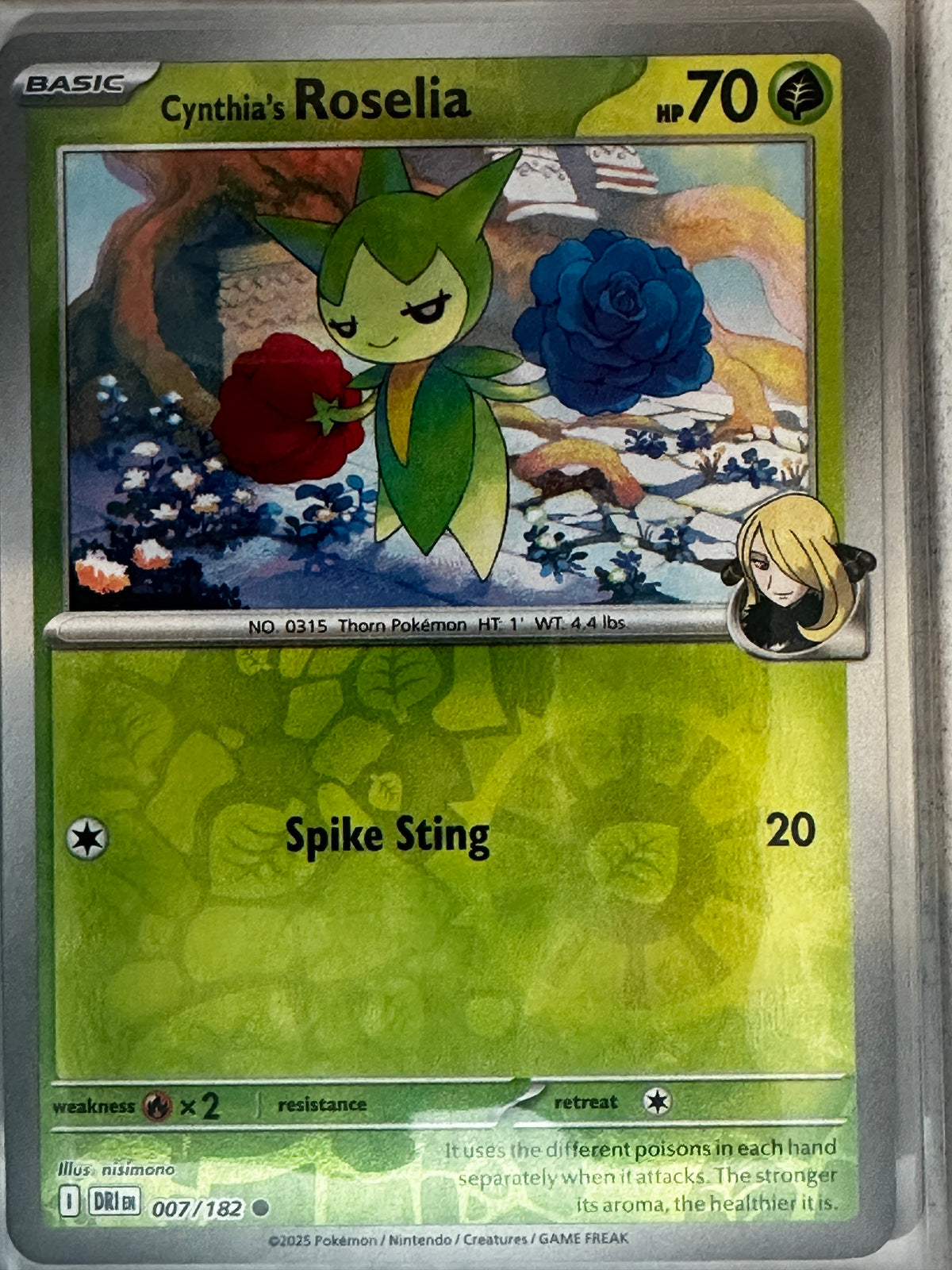 Pokemon TCG Scarlet & Violet Destined Rivals Cynthia's Roselia Reverse Holo #7