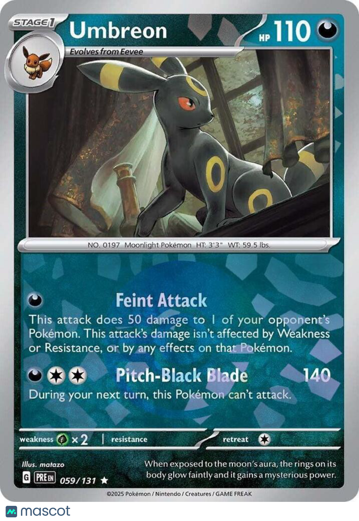 2025 Prismatic Evolutions Umbreon - Poke Ball Pattern Holo Rare #59/131