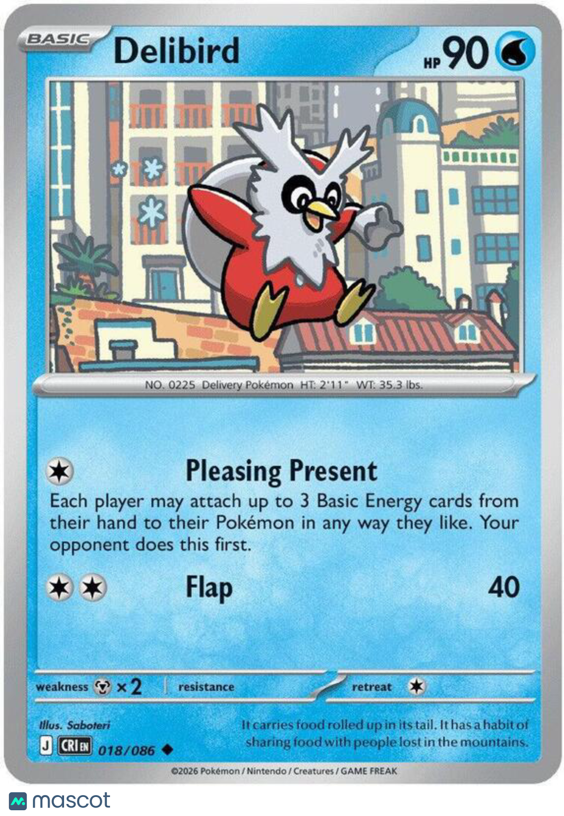 Pokemon TCG: Mega Evolution Chaos Rising Delibird Regular Uncommon #18/86
