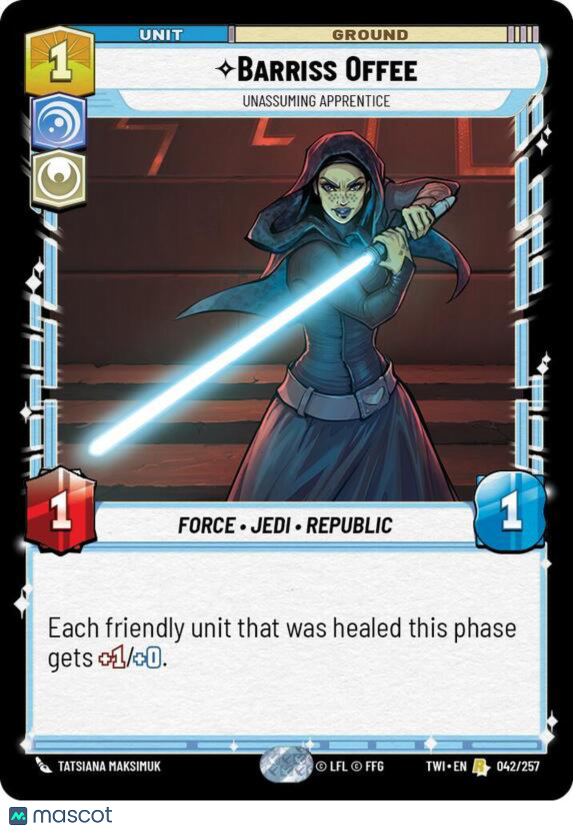 Star Wars: Unlimited Twilight of the Republic Barriss Offee Regular #042/257