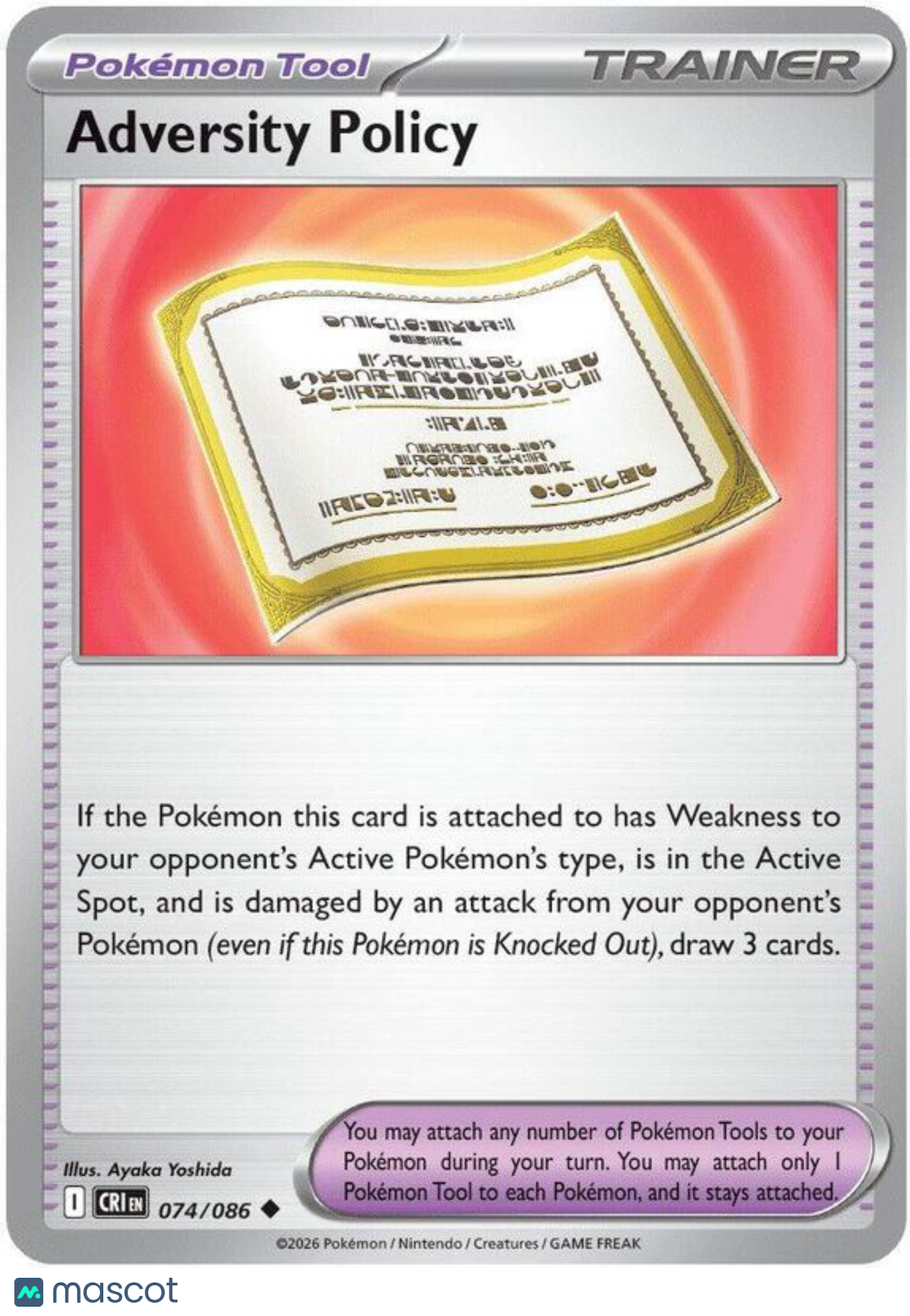 Pokemon TCG: Mega Evolution Chaos Rising Adversity Policy Uncommon #74/86