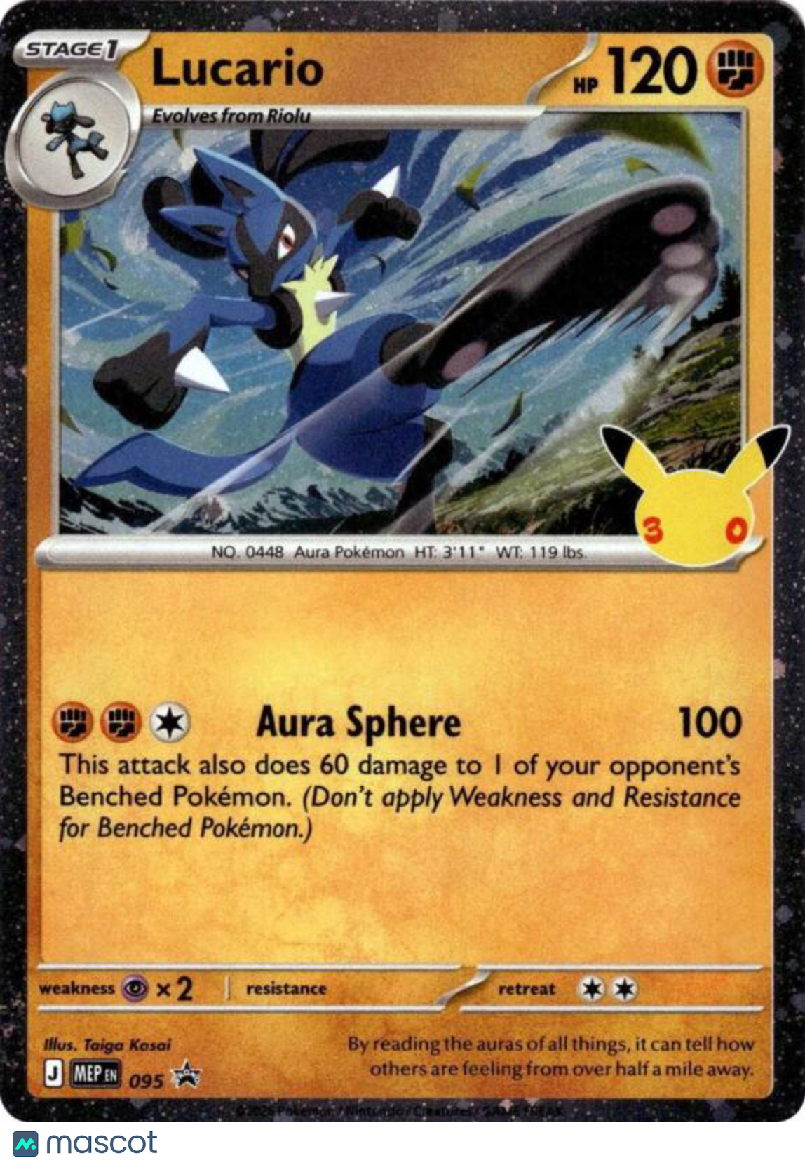 Pokemon TCG 30th Celebration Mega Evolution Promo Lucario Holo #MEP EN 095