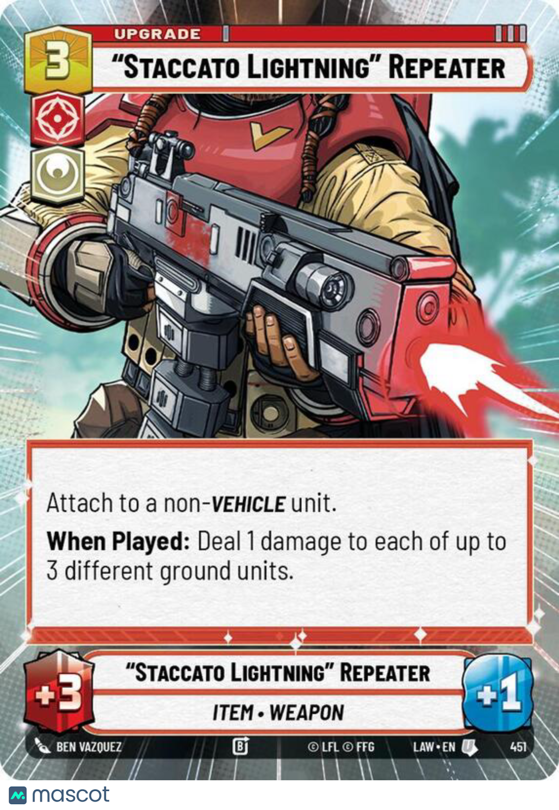 Star Wars: Unlimited A Lawless Time "Staccato Lightning" Repeater Foil #451