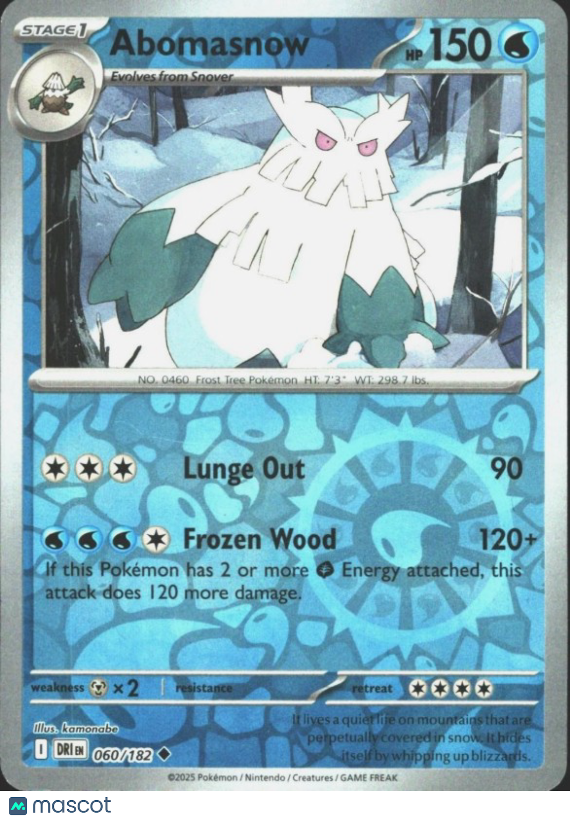 2025 Destined Rivals Abomasnow Reverse Holo Uncommon #60/182