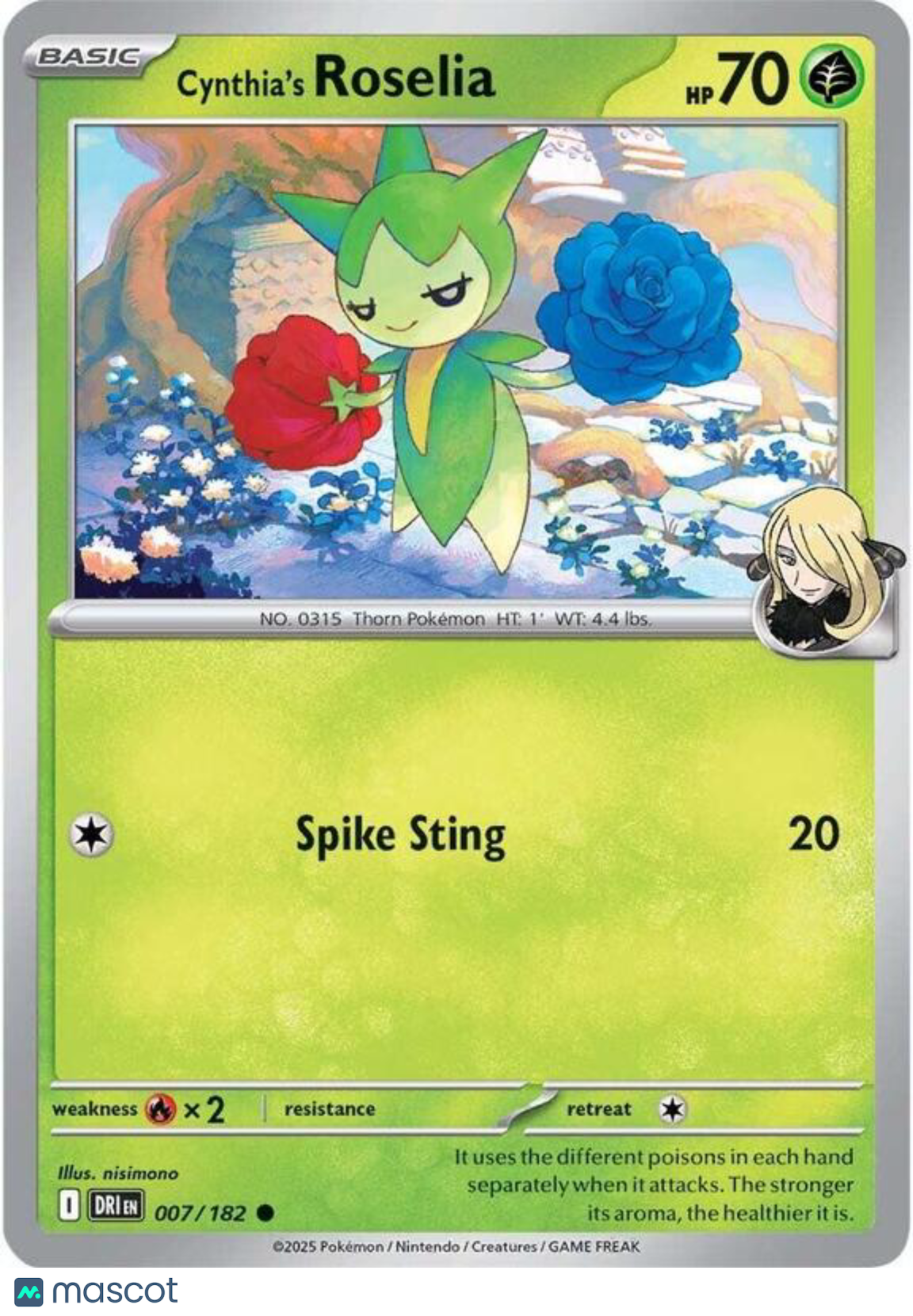 Pokemon TCG Scarlet & Violet Destined Rivals Cynthia's Roselia #7/182