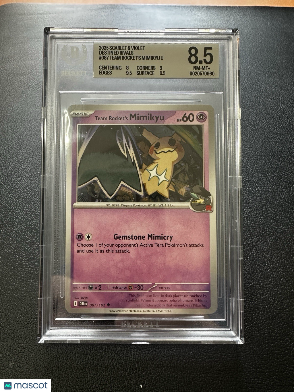 2025 Destined Rivals Team Rocket's Mimikyu 087/182 Holo BGS 8.5