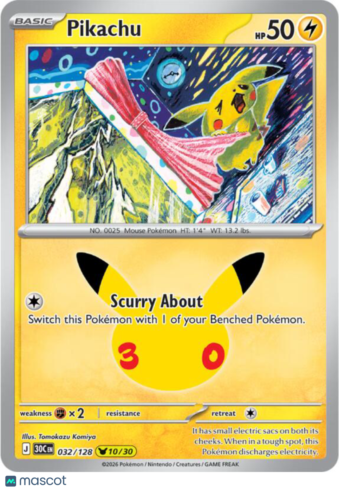 Pokemon TCG 30th Celebration Pikachu Holo #32/128