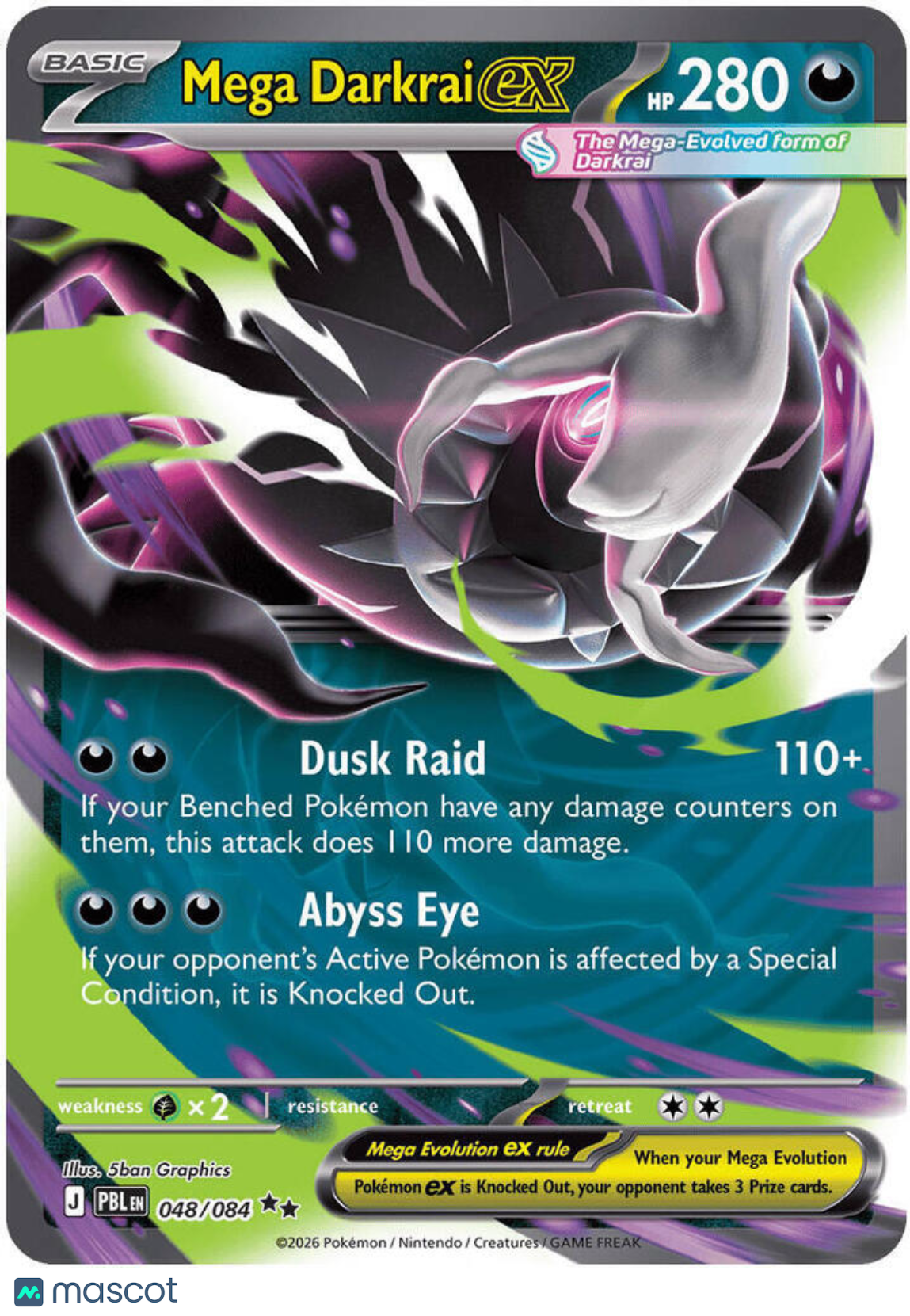 2026 Pitch Black Mega Darkrai EX Holo Ultra Rare FA #48/84