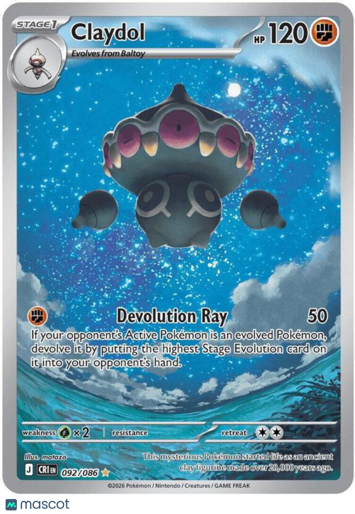 Pokemon TCG: Mega Evolution Chaos Rising Claydol Holo Secret Rare #92/86