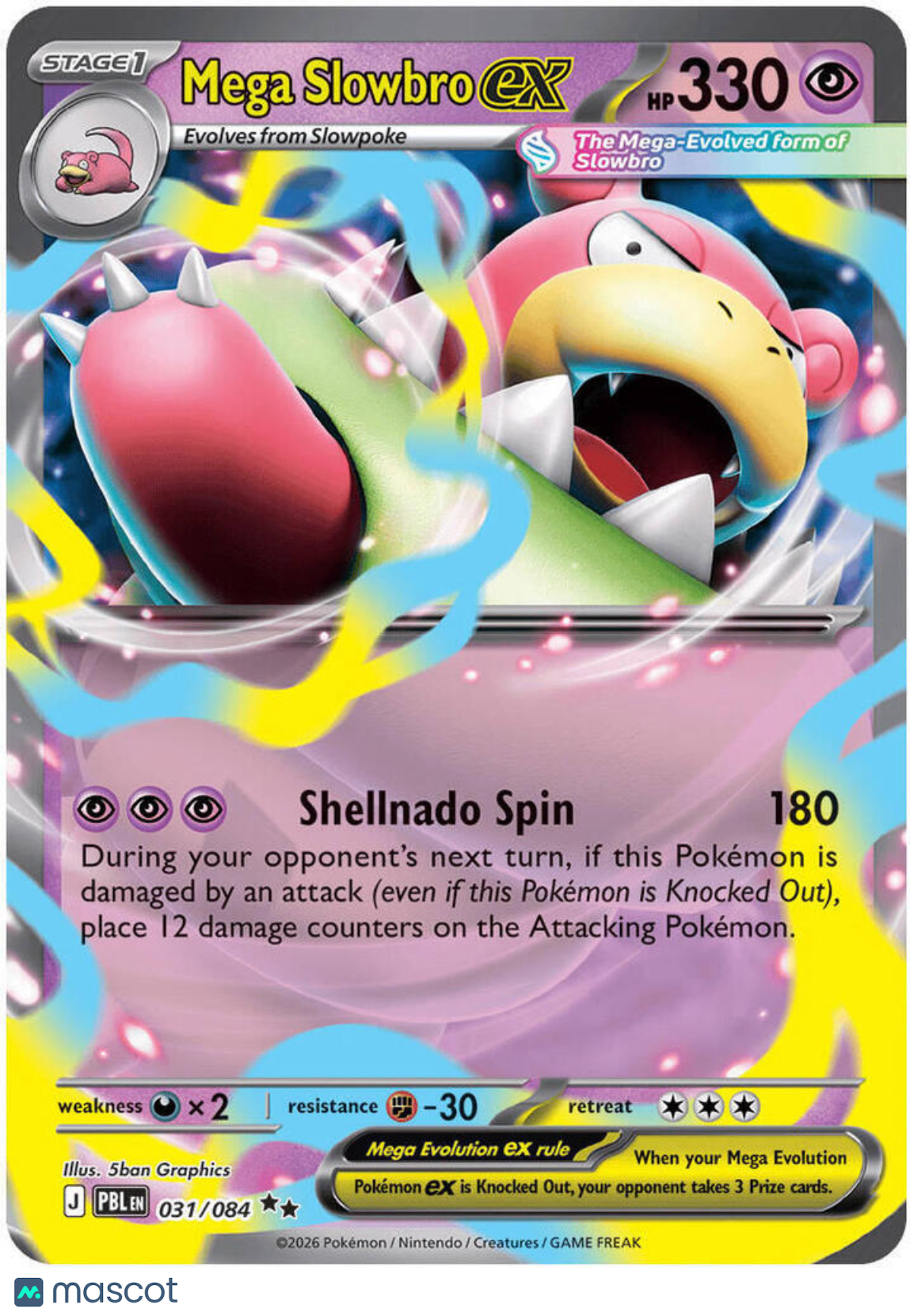 2026 Pitch Black Mega Slowbro EX Holo Double Rare RR #31/84