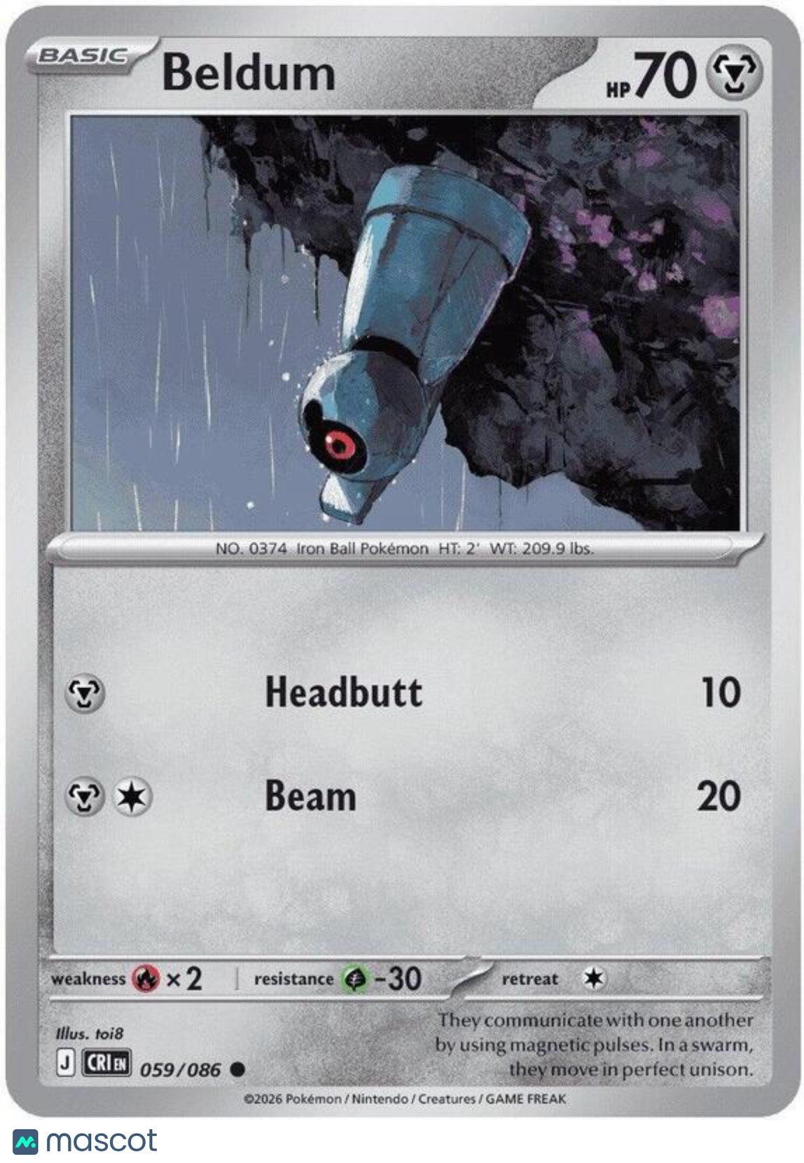 Pokemon TCG: Mega Evolution Chaos Rising Beldum #59/86