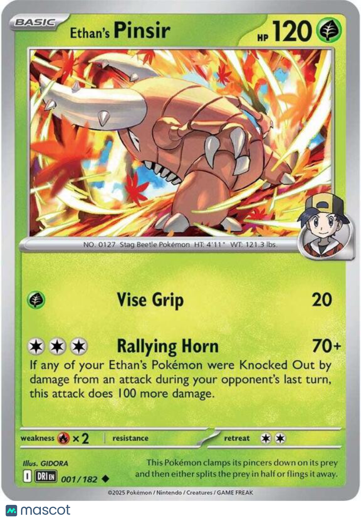 Pokemon TCG Scarlet & Violet Destined Rivals Ethan's Pinsir Uncommon #1/182