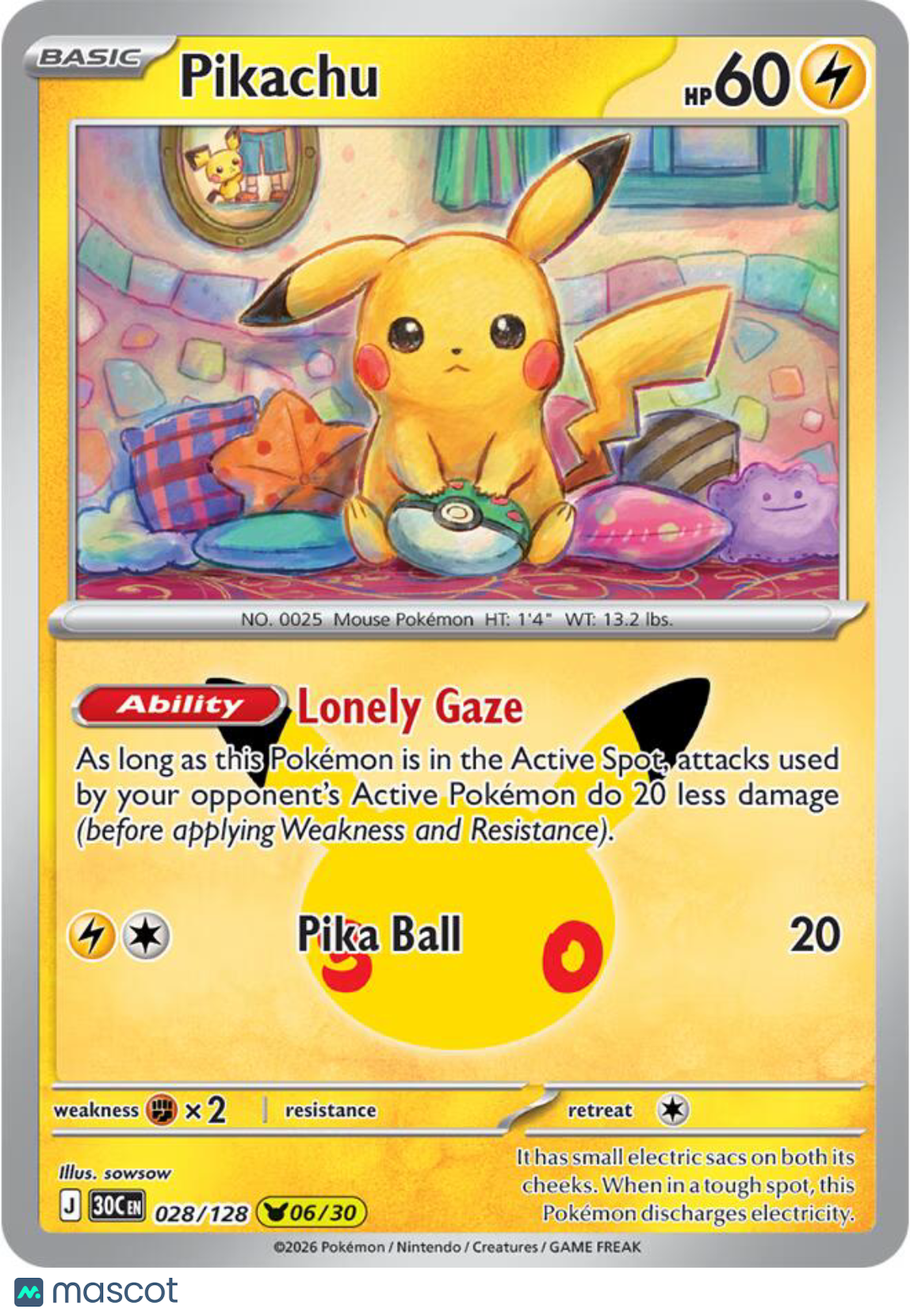 Pokemon TCG 30th Celebration Pikachu Holo #28/128