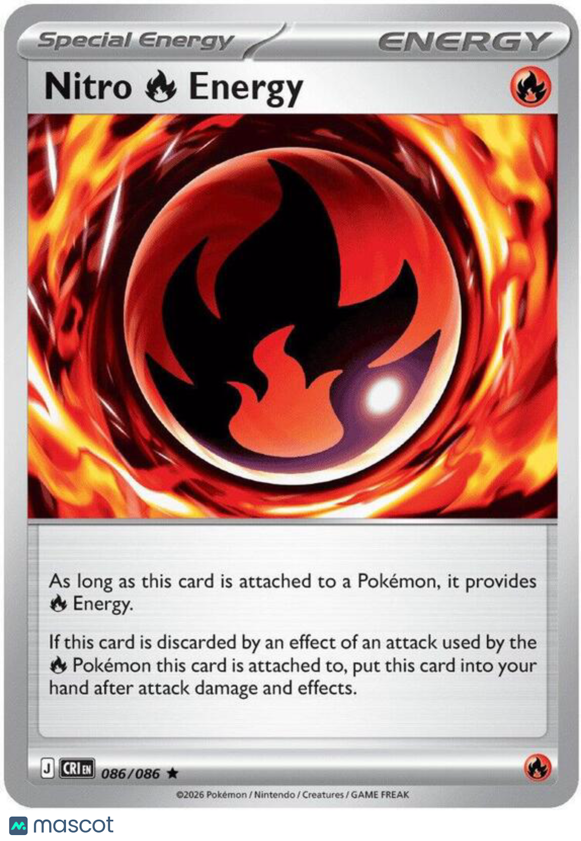 Pokemon TCG: Mega Evolution Chaos Rising Nitro Energy Holo Rare #86/86