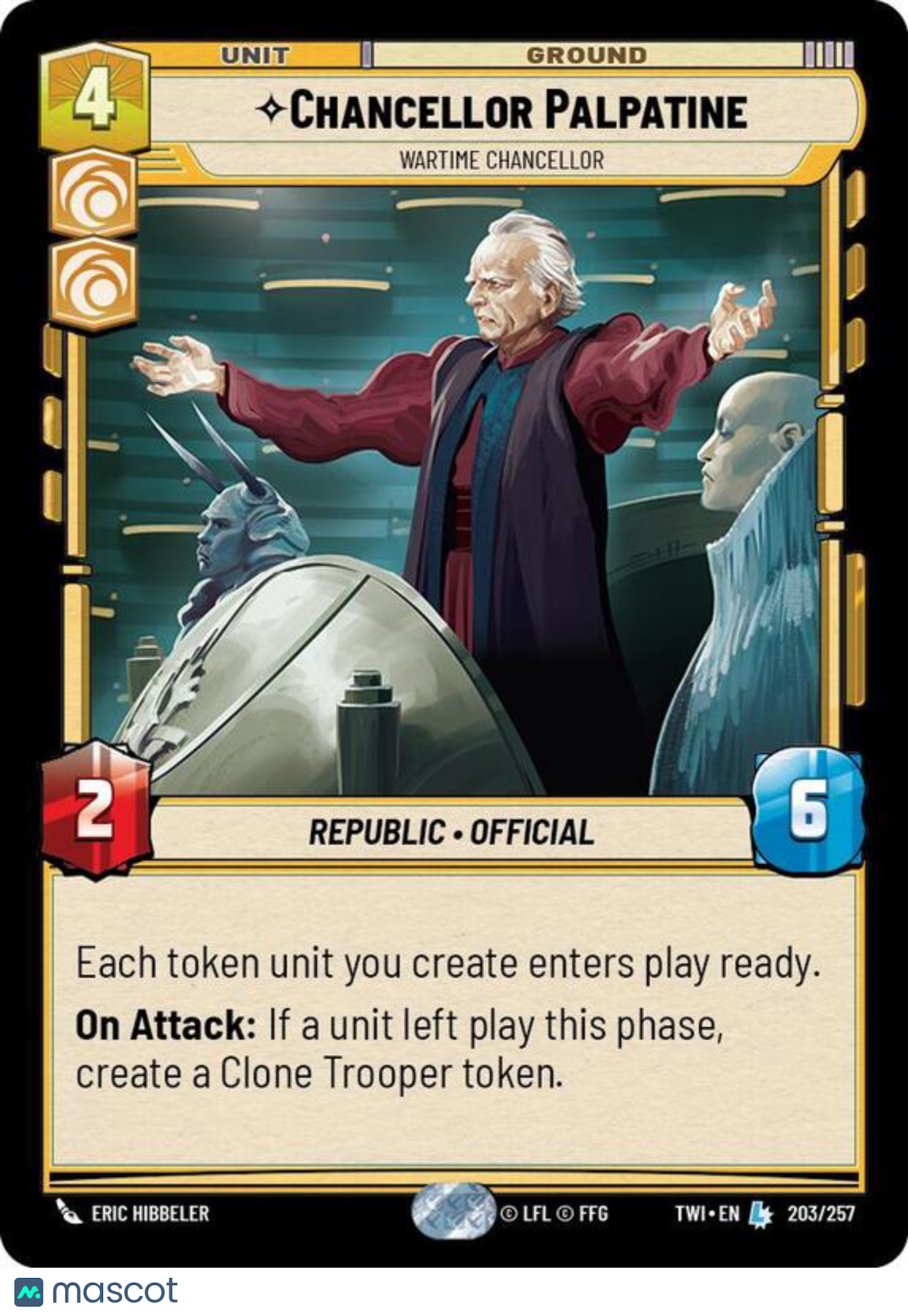Star Wars: Unlimited Twilight of the Republic Chancellor Palpatine #203/257