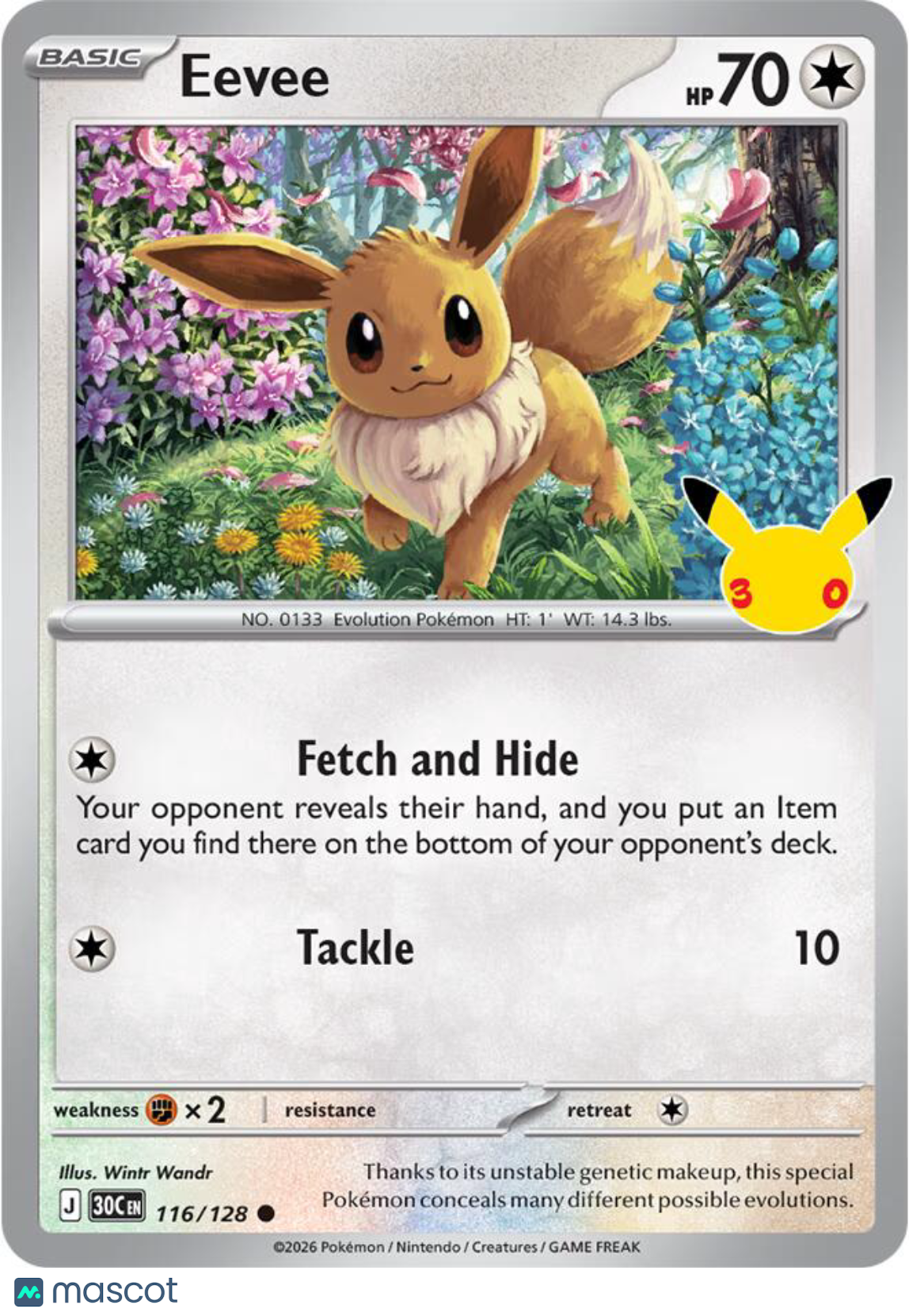 Pokemon TCG 30th Celebration Eevee Holo #116/128