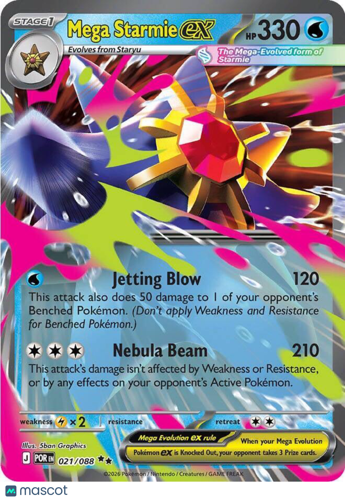 2026 Mega Evolution – Perfect Order Mega Starmie EX Holo Ultra Rare #21/88
