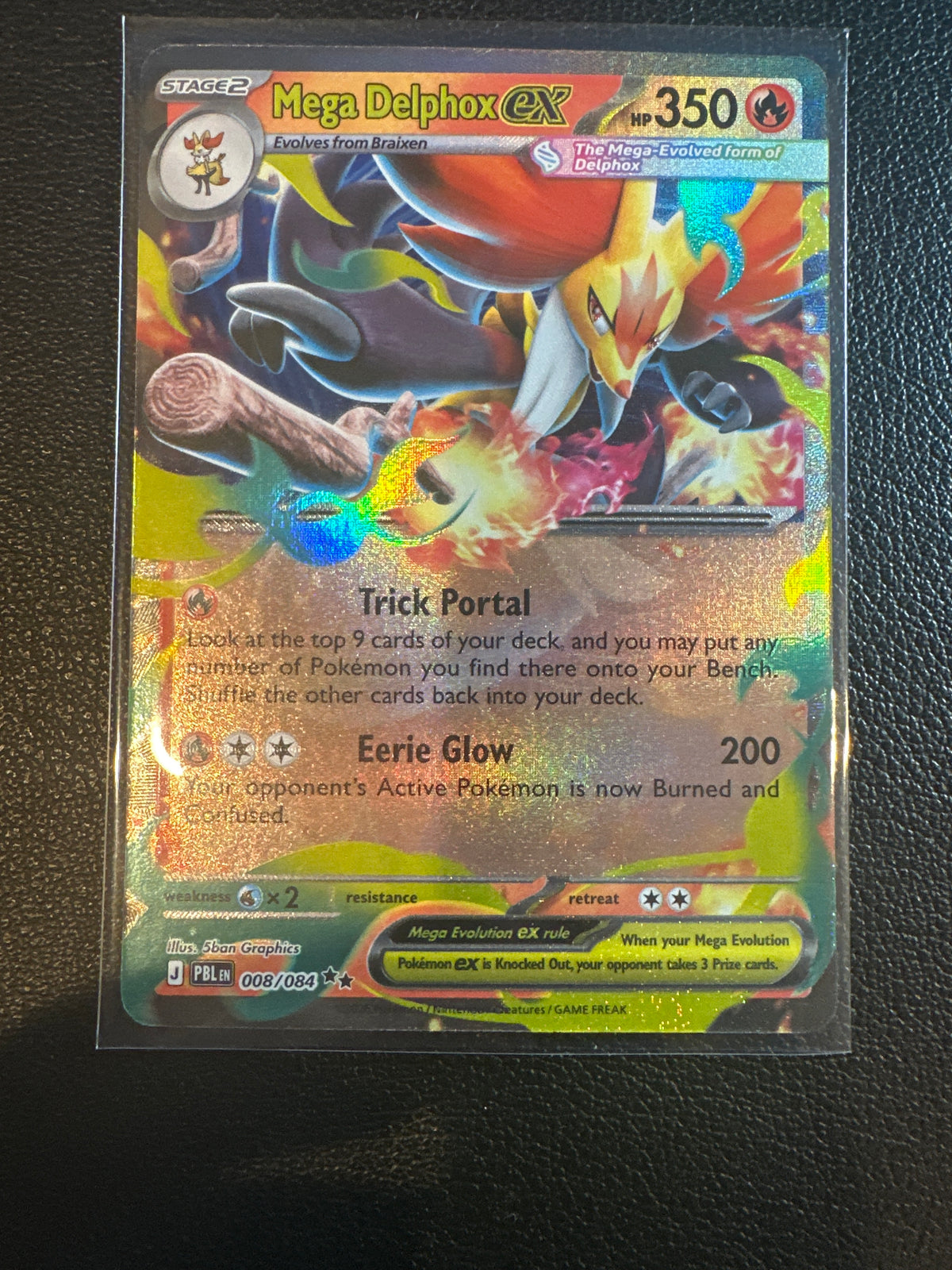 2026 Pitch Black Mega Delphox EX Holo Double Rare RR #8/84
