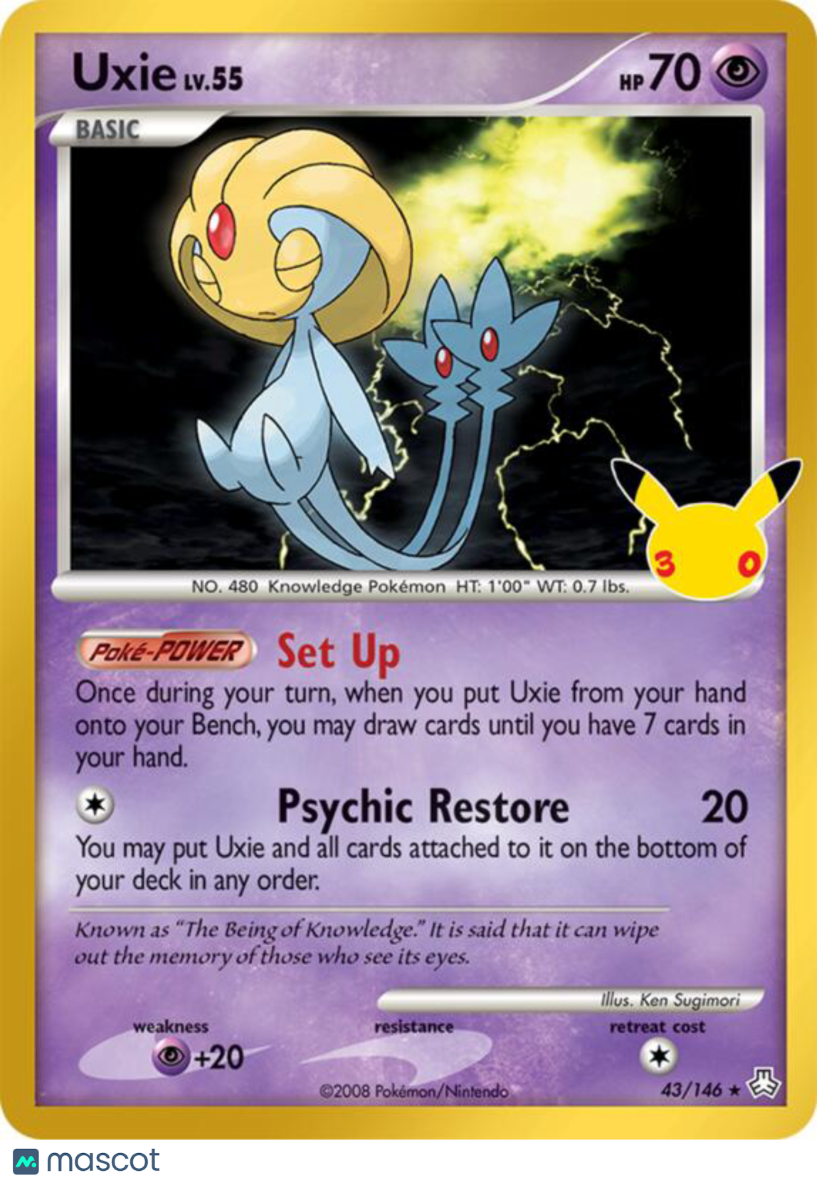 Pokemon TCG 30th Celebration Uxie Holo Rare #43/146