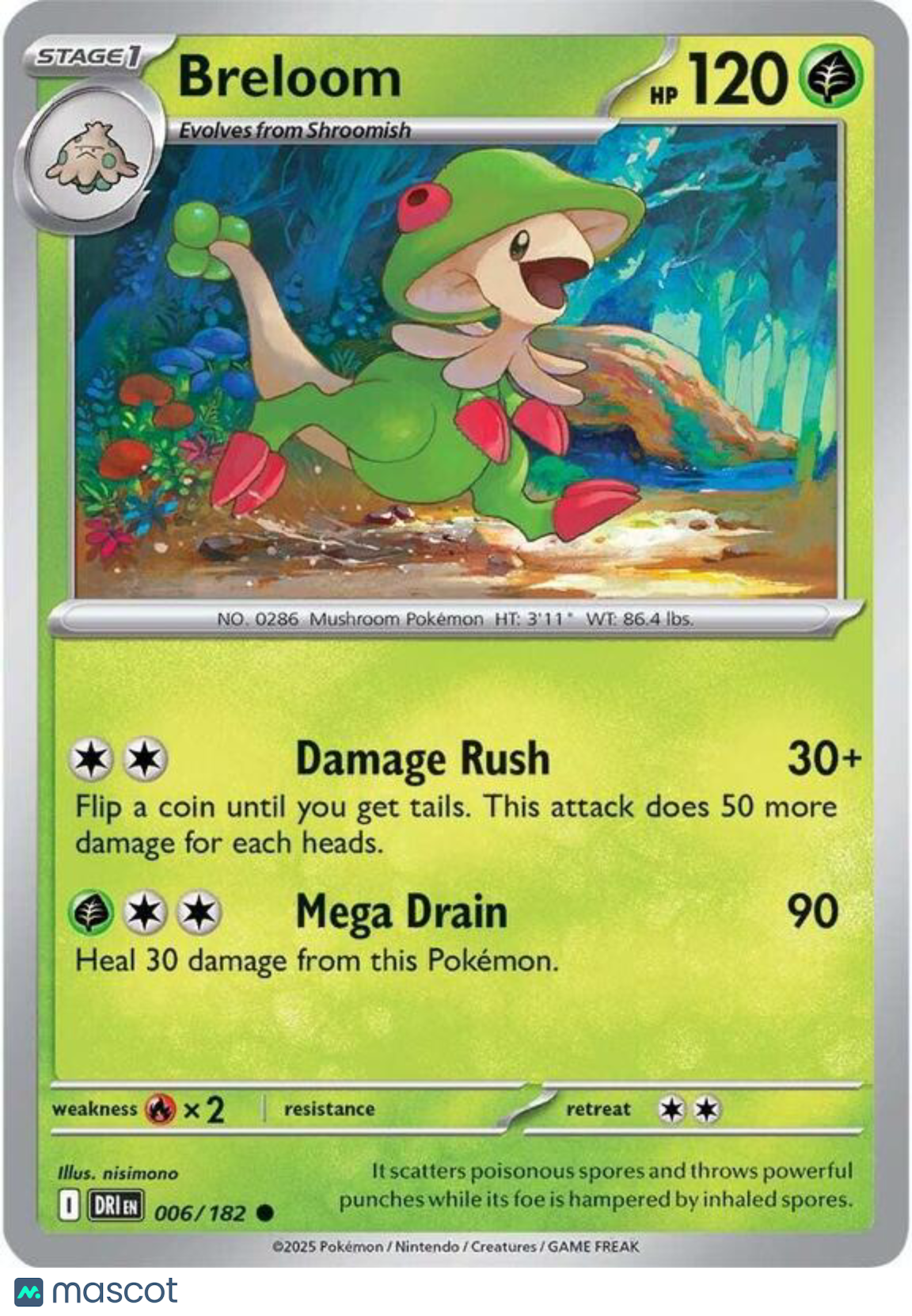 Pokemon TCG Scarlet & Violet Destined Rivals Breloom #6/182