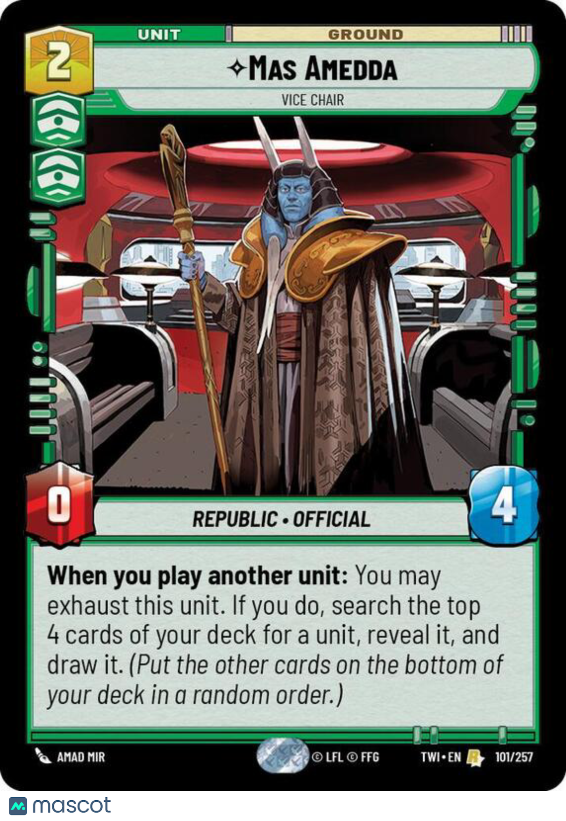 Star Wars: Unlimited Twilight of the Republic Mas Amedda #101/257