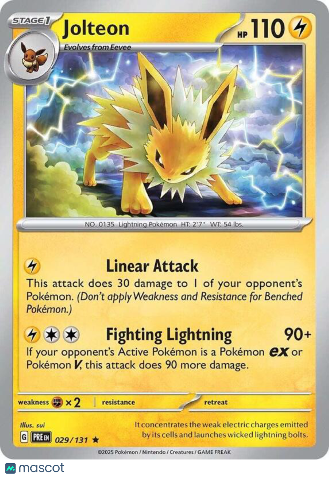 Pokemon TCG Prismatic Evolutions Jolteon Holo Rare #29/131