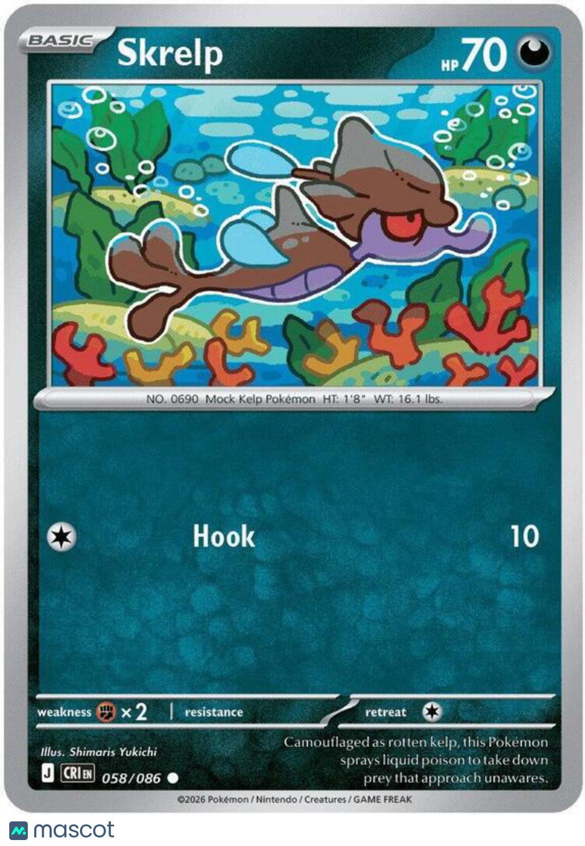 Pokemon TCG: Mega Evolution Chaos Rising Skrelp Reverse Holo #58/86