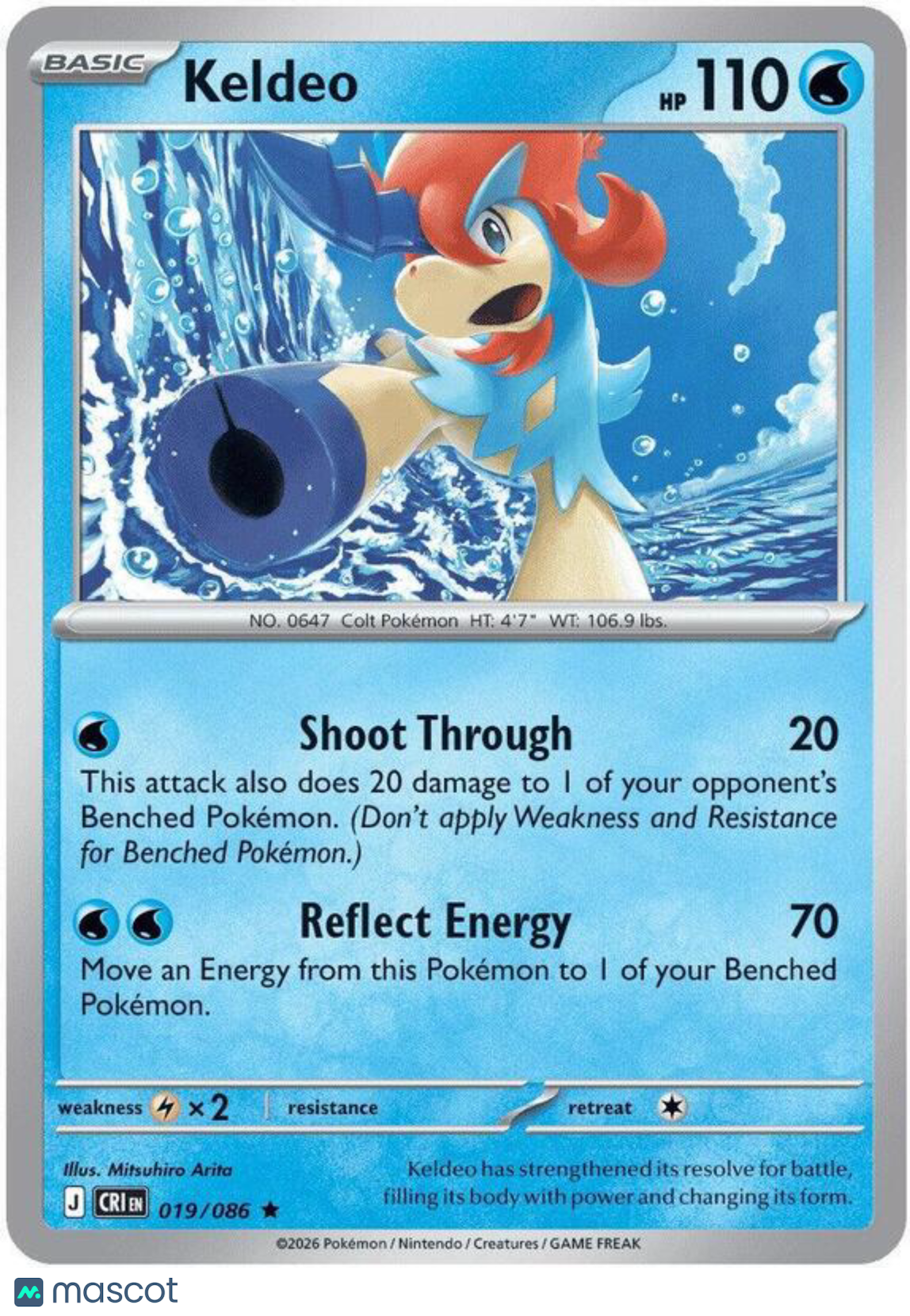 Pokemon TCG: Mega Evolution Chaos Rising Keldeo Holo Rare #19/86