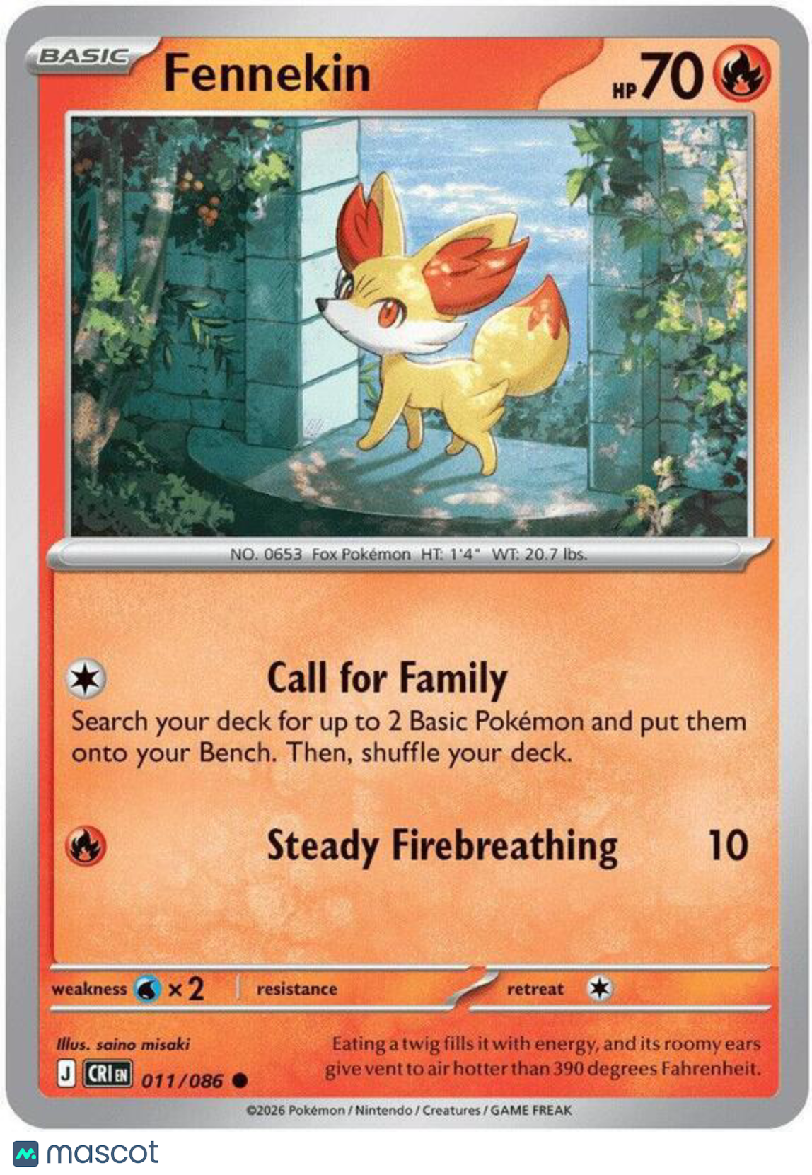 Pokemon TCG: Mega Evolution Chaos Rising Fennekin Regular #11/86