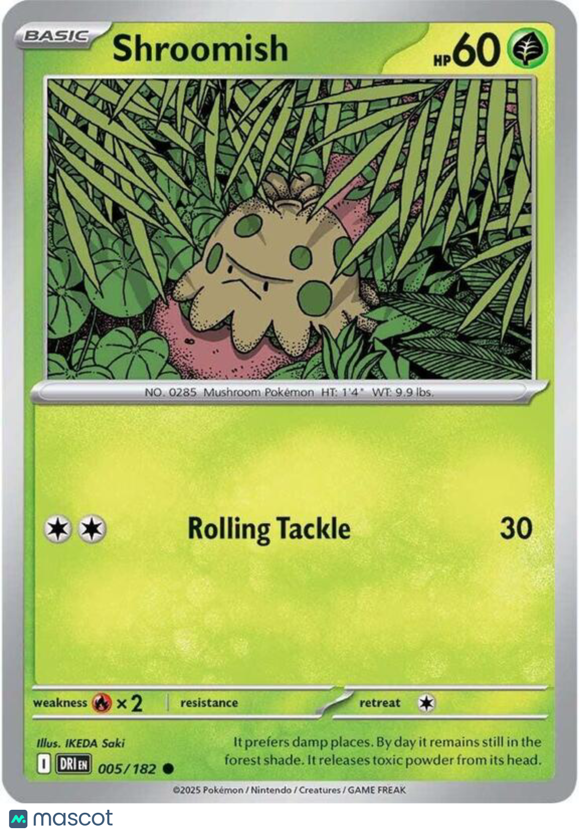 Pokemon TCG Scarlet & Violet Destined Rivals Shroomish Reverse Holo #5/182