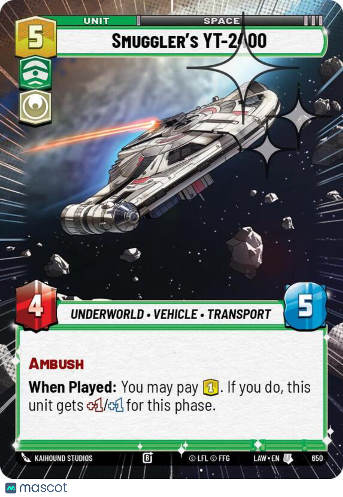 Star Wars: Unlimited A Lawless Time Smuggler's YT-2400 Foil Hyperspace #650