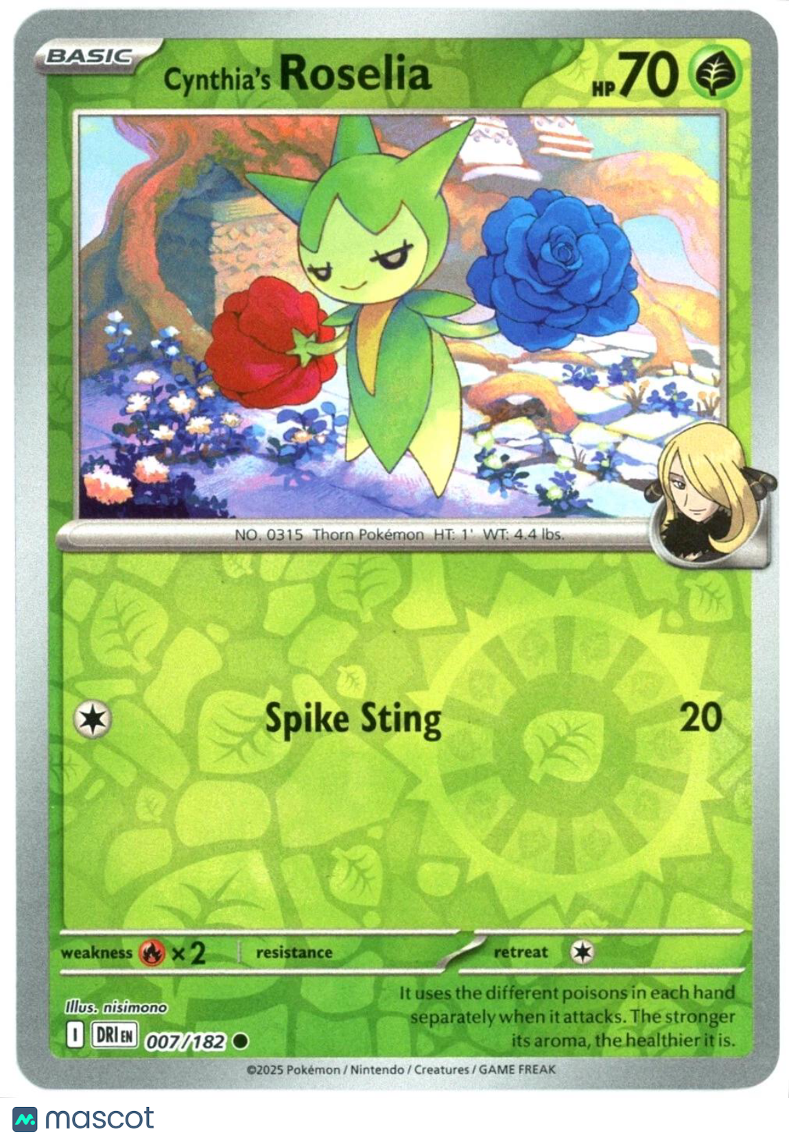 Pokemon TCG Scarlet & Violet Destined Rivals Cynthia's Roselia Reverse Holo #7