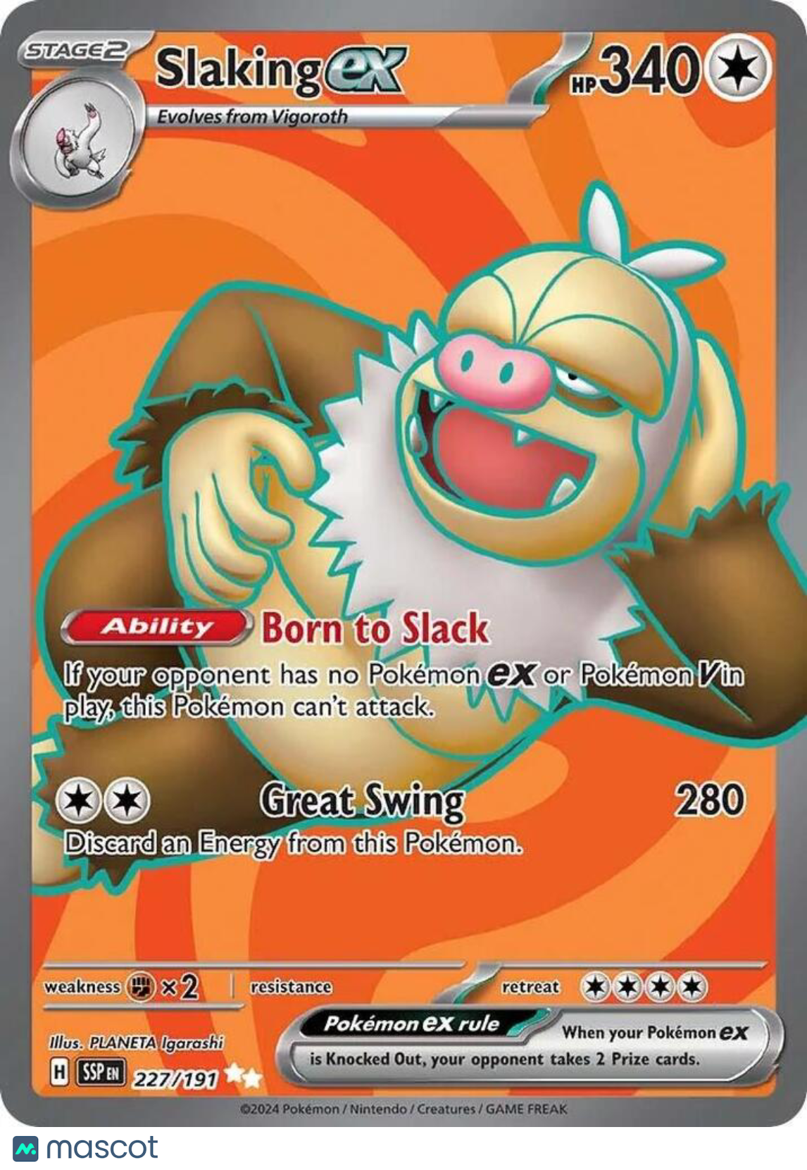 2024 Surging Sparks Slaking EX Holo Secret Rare FA #227/191